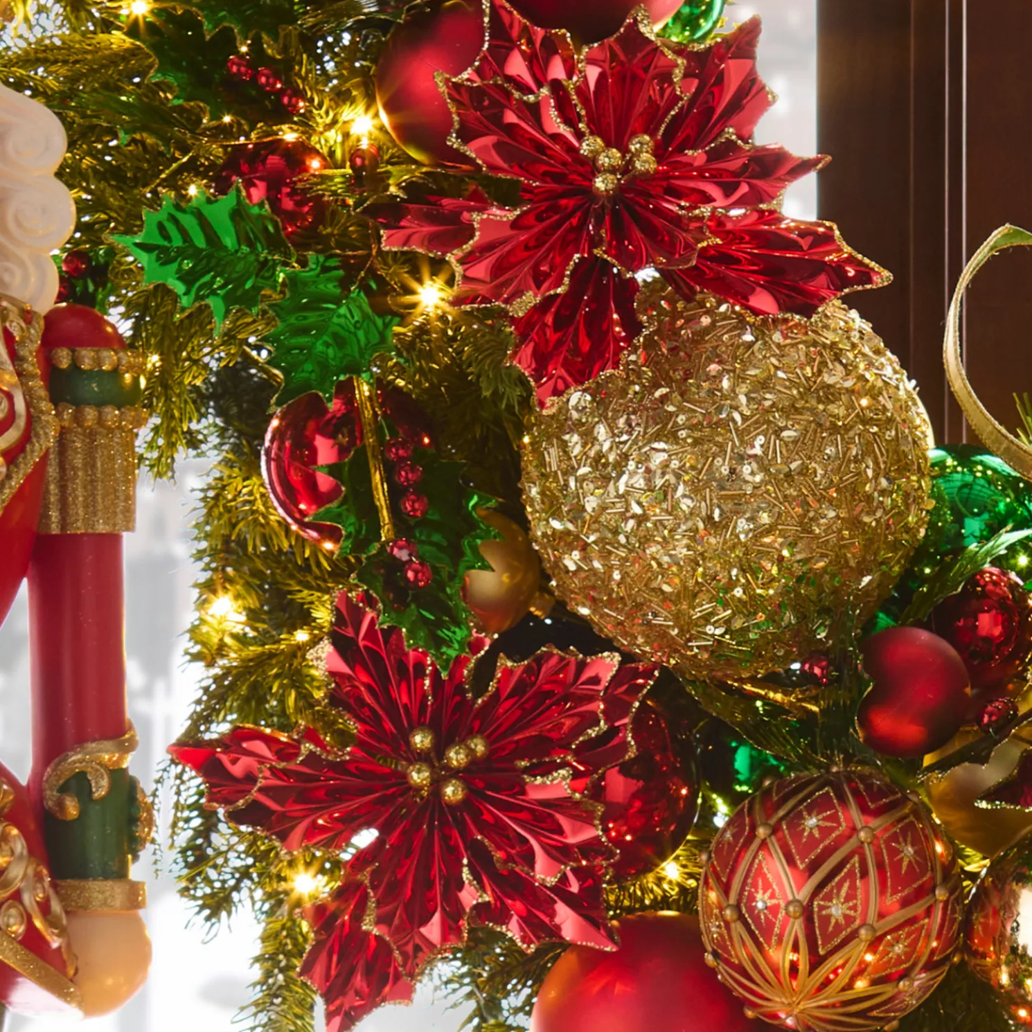 Raz 8" Red Foil Poinsettia Clip-On Christmas Ornament 4502414