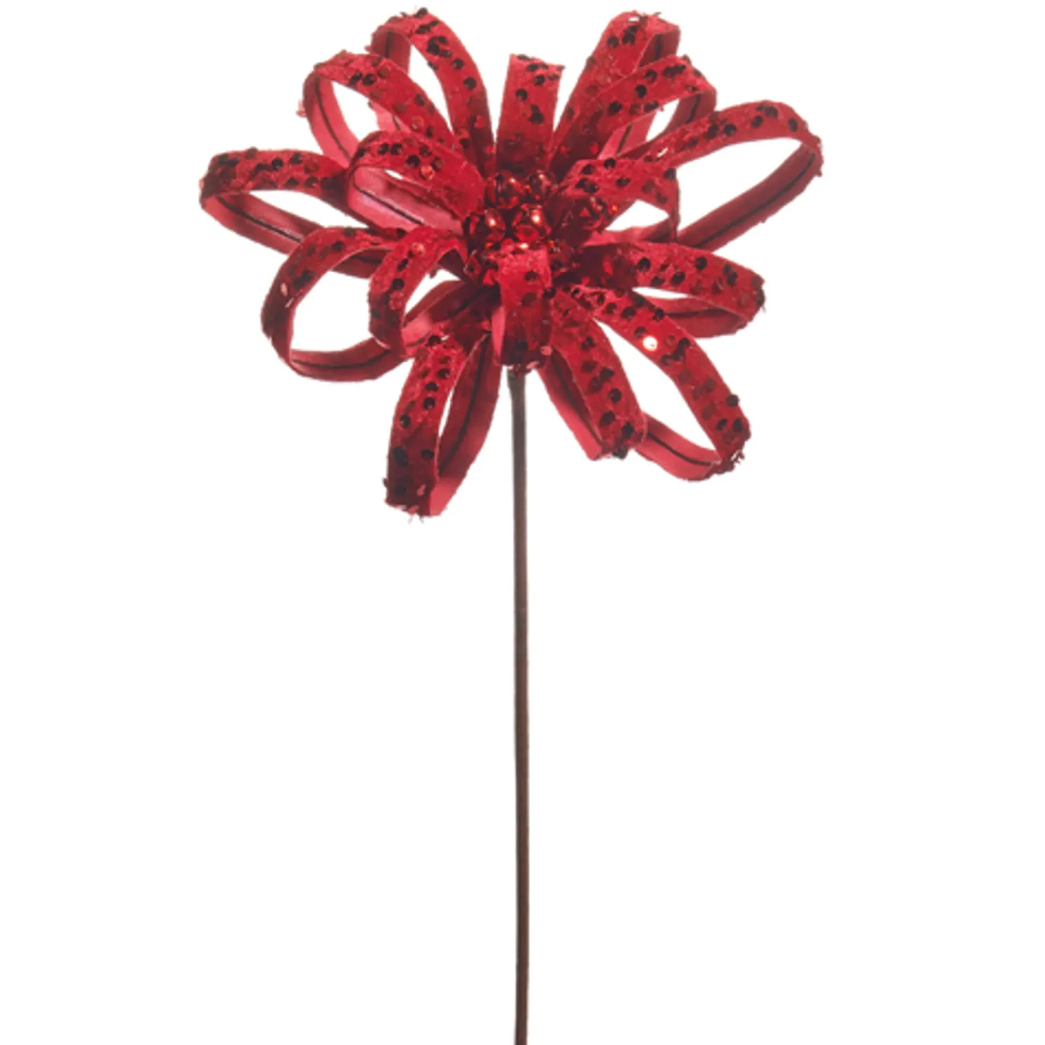 Raz 22" Red Glitter Bow Pick Christmas Tree Accessory F4531091