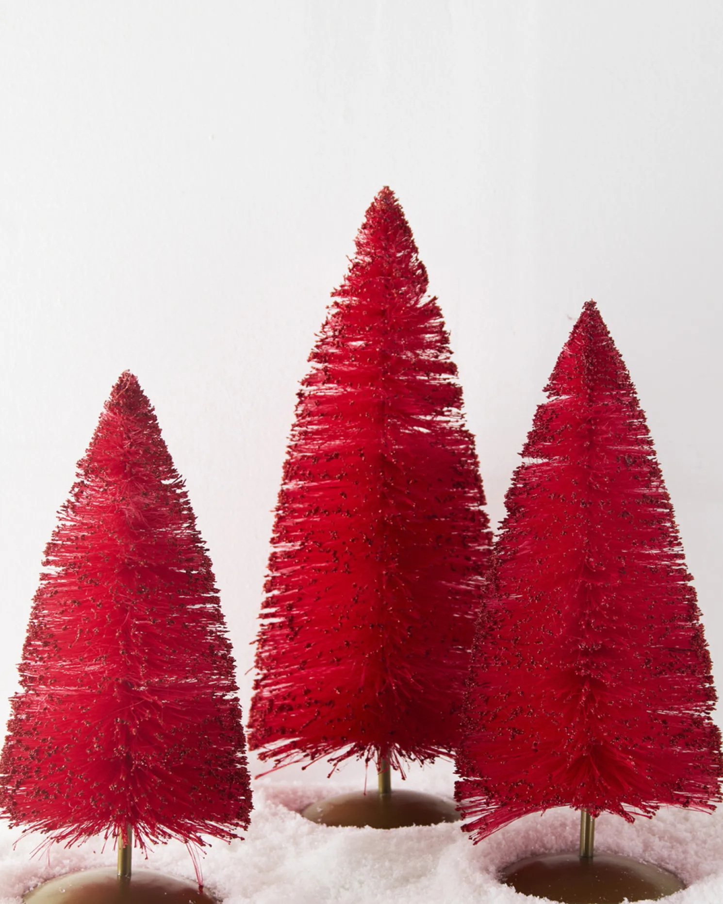 Raz 14" Red Glittered Bottle Brush Trees Christmas Decoration 4546025