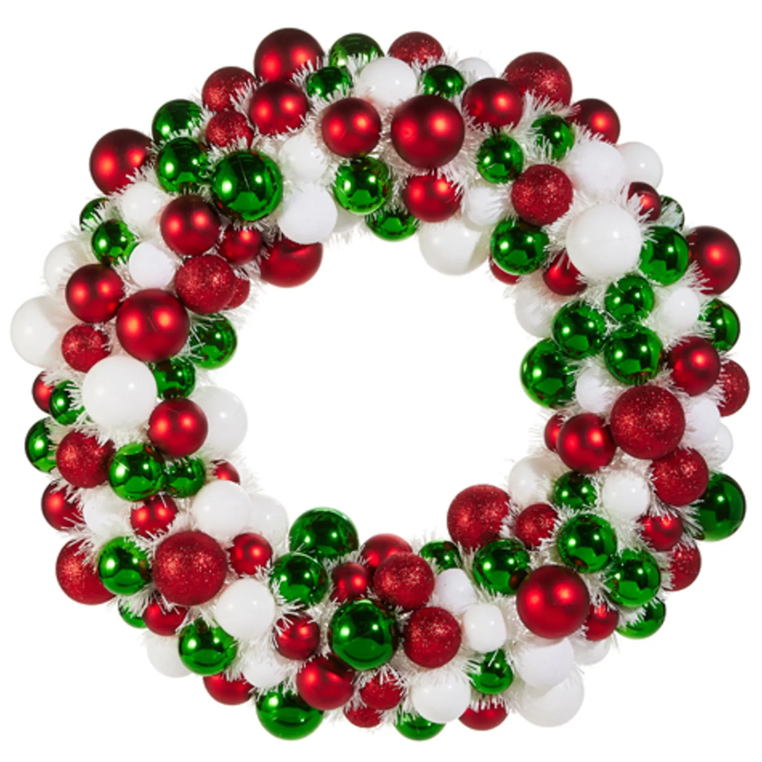 Raz 24" Red, Green, and White Ball Ornament Christmas Wreath W4516430