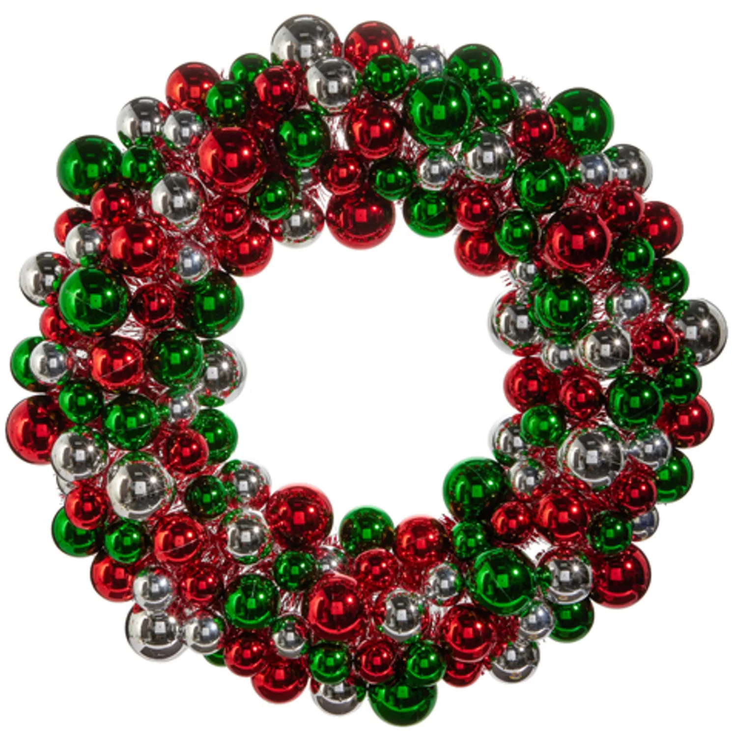 Raz 24" Red, Green, and Silver Ball Ornament Christmas Wreath W4416411