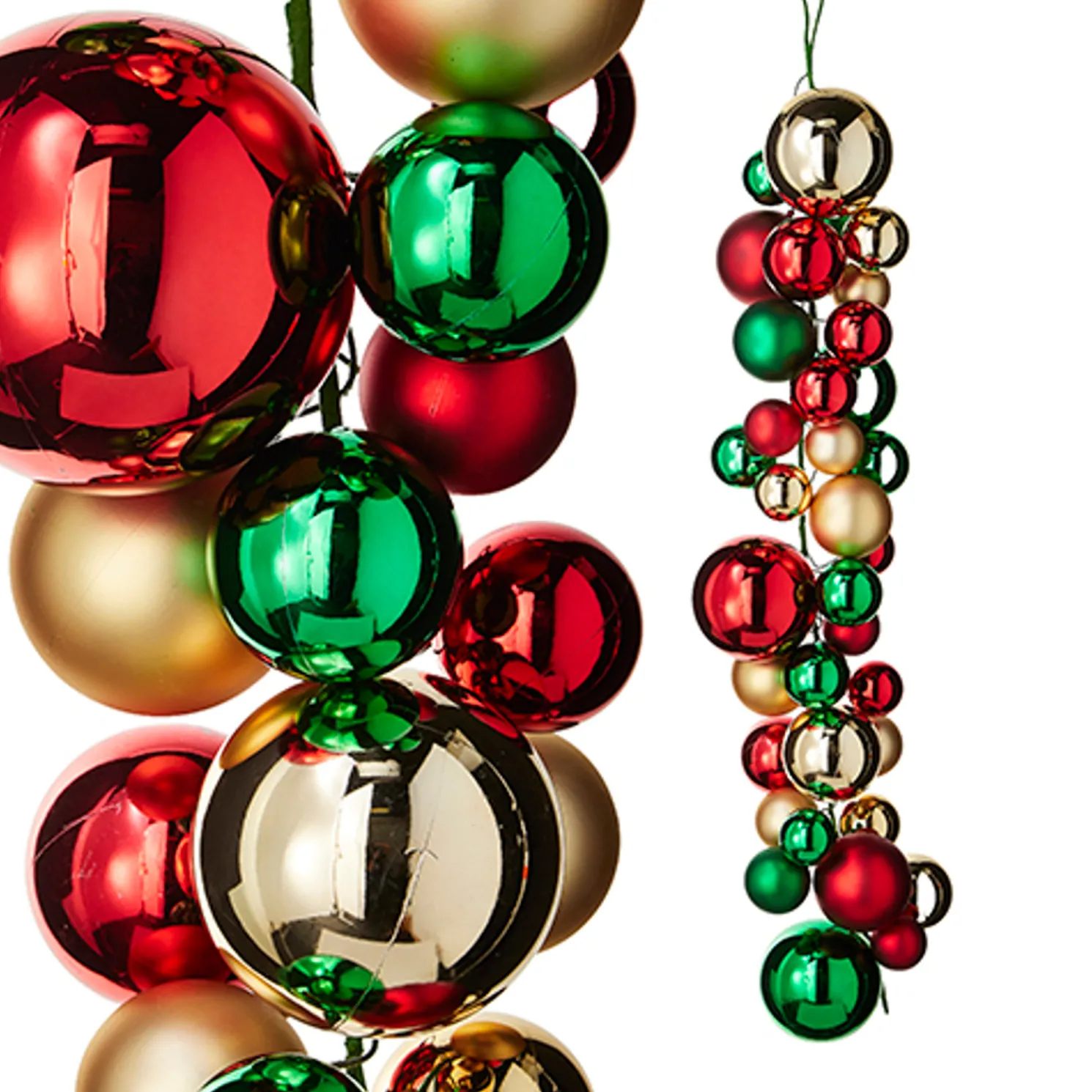 Raz 4' Red, Green, and Gold Ball Ornament Christmas Garland G4232726