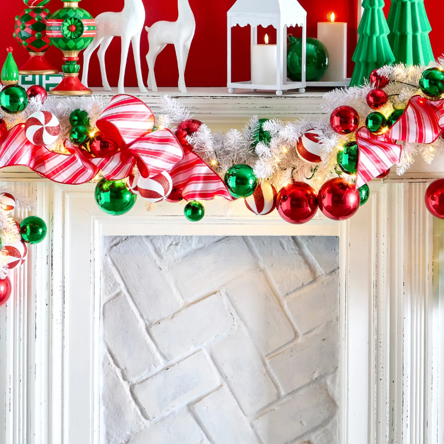 Raz 4' Red, Green, and Peppermint Ball Garland G4532778