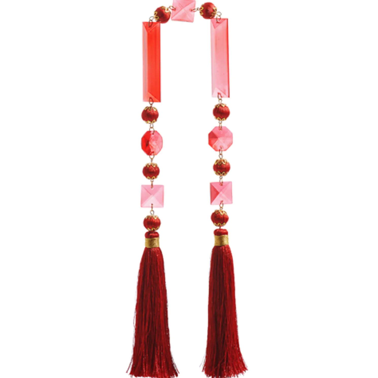 Raz 30" Red Jeweled Glass Christmas Tree Garland with Tassels G4427309