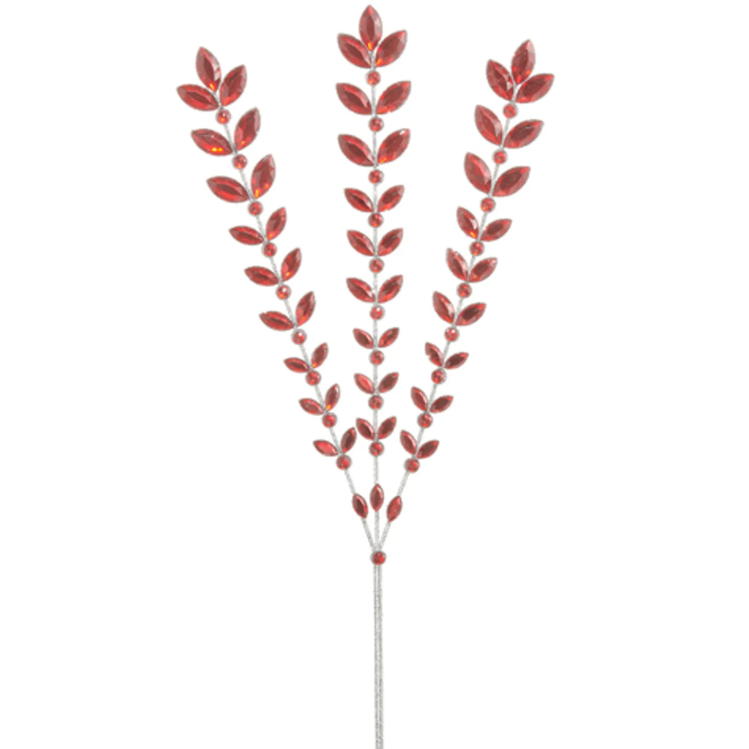 Raz 23.5" Red Jeweled with Silver Glitter Christmas Tree Spray F4313512