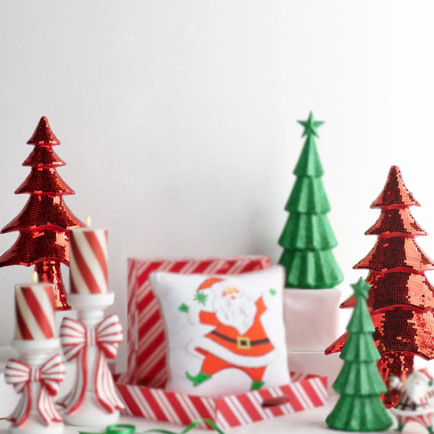 Raz 20" Red Layered Disco Ball Trees Christmas Decoration 4554054