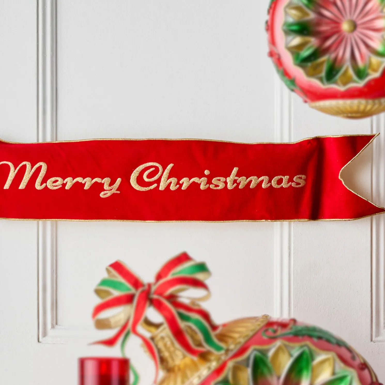Raz 36" Red Merry Christmas Banner Decoration 4552177