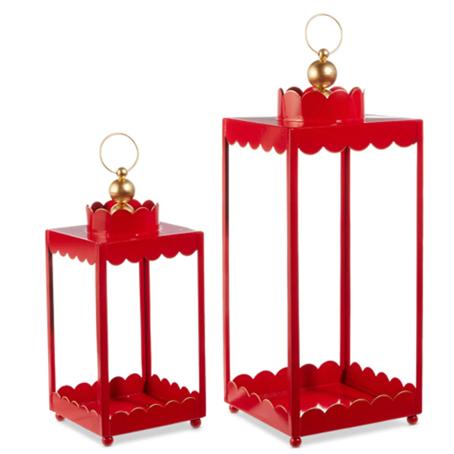 Raz 19.75" Red Scalloped Lantern Set Christmas Decoration 4559153