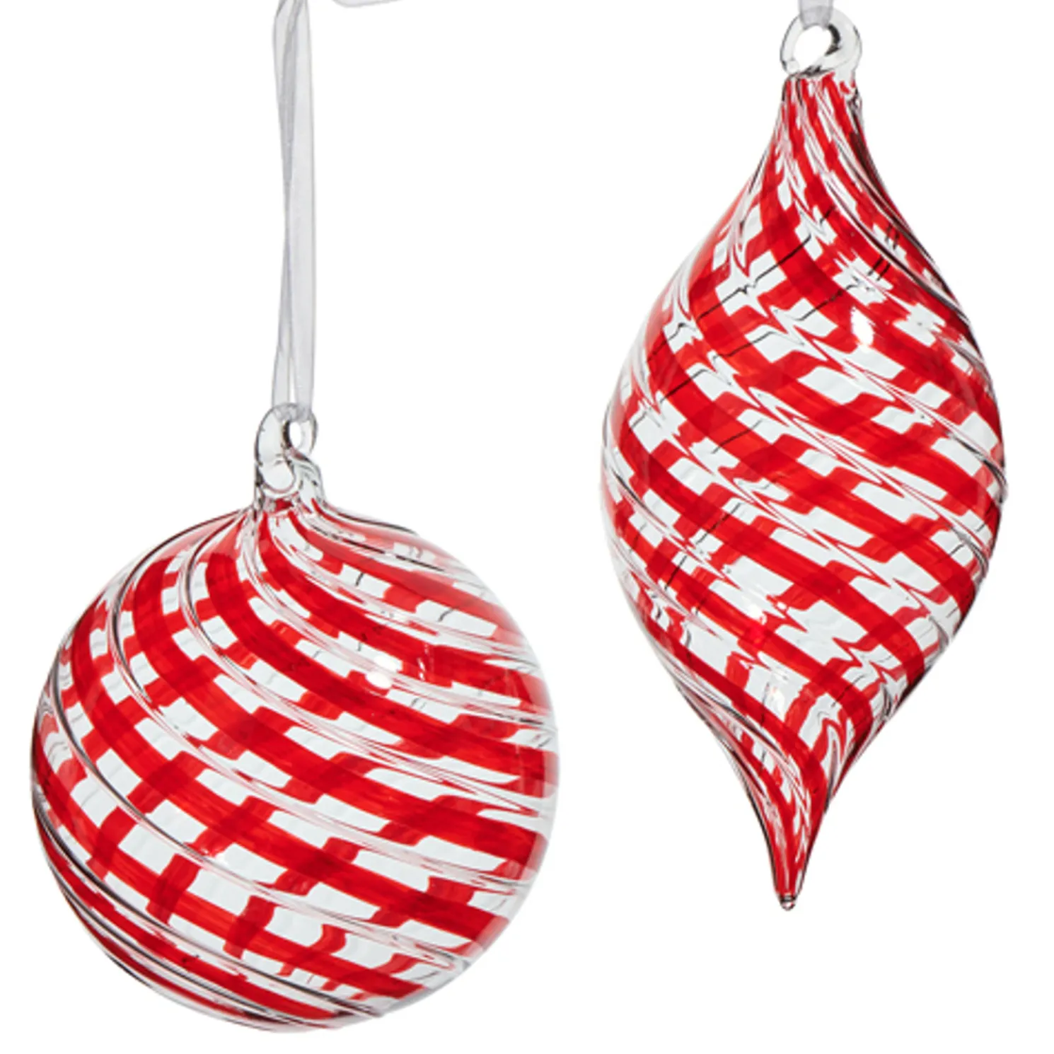 Raz 4" Red Swirl Glass Christmas Ornament 4524558