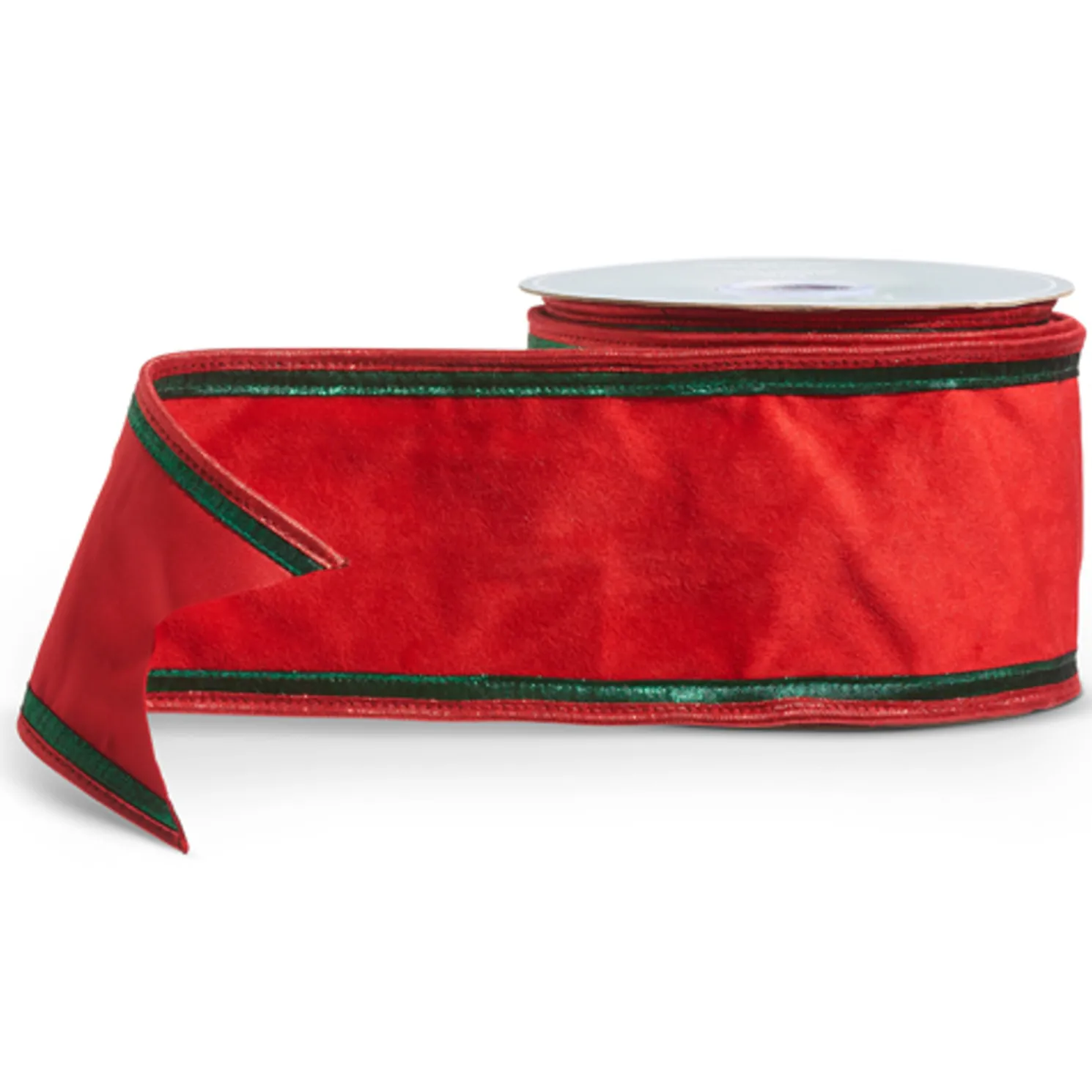 Raz 4" Red Velvet and Green Wired Christmas Ribbon R4427744