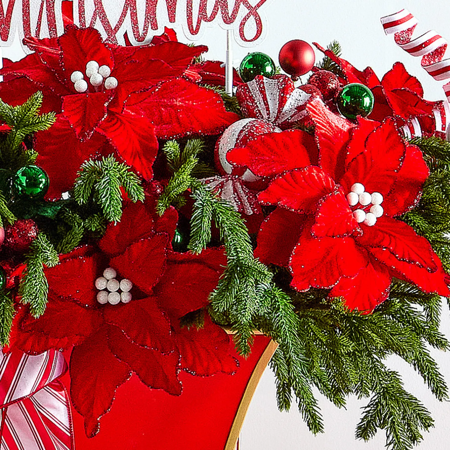 Raz 22" Red Velvet Poinsettia Stem Christmas Tree Accessory F4531000