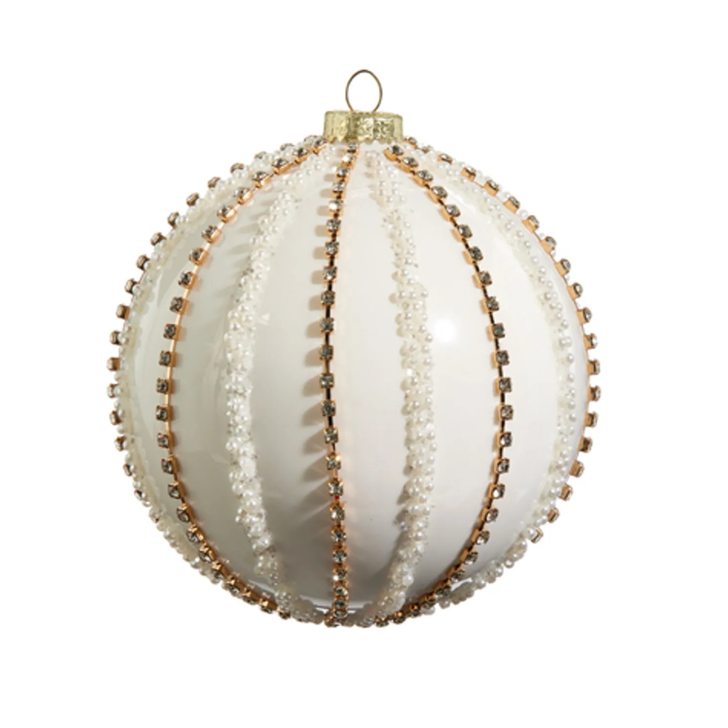 Raz 5" Rhinestone and Pearl Ball Glass Christmas Ornament 4422828