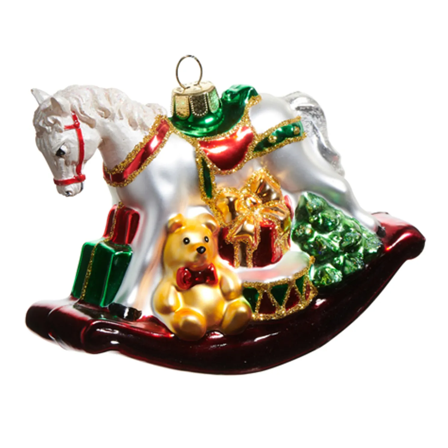 Raz 4.5" Rocking Horse Glass Christmas Ornament 4552853