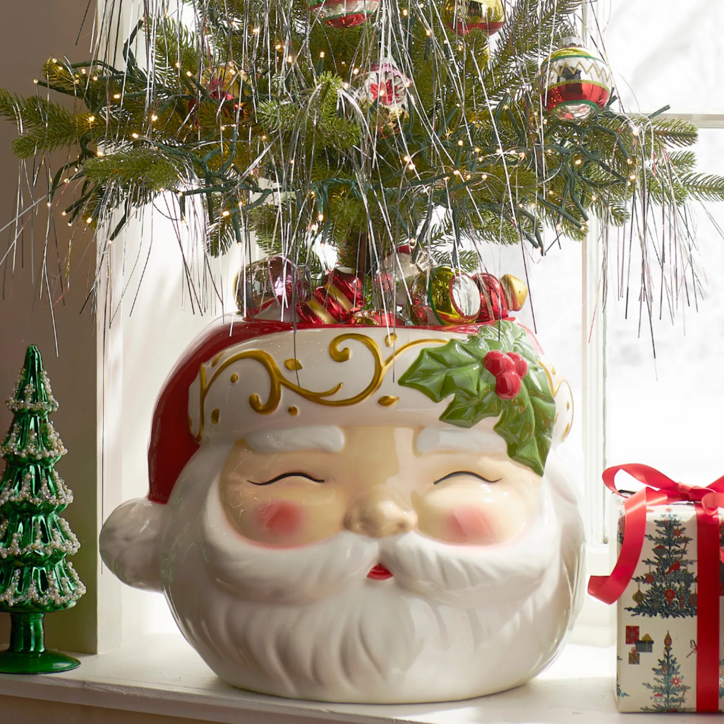 Raz 15" Santa Head Container Christmas Decoration 4510435