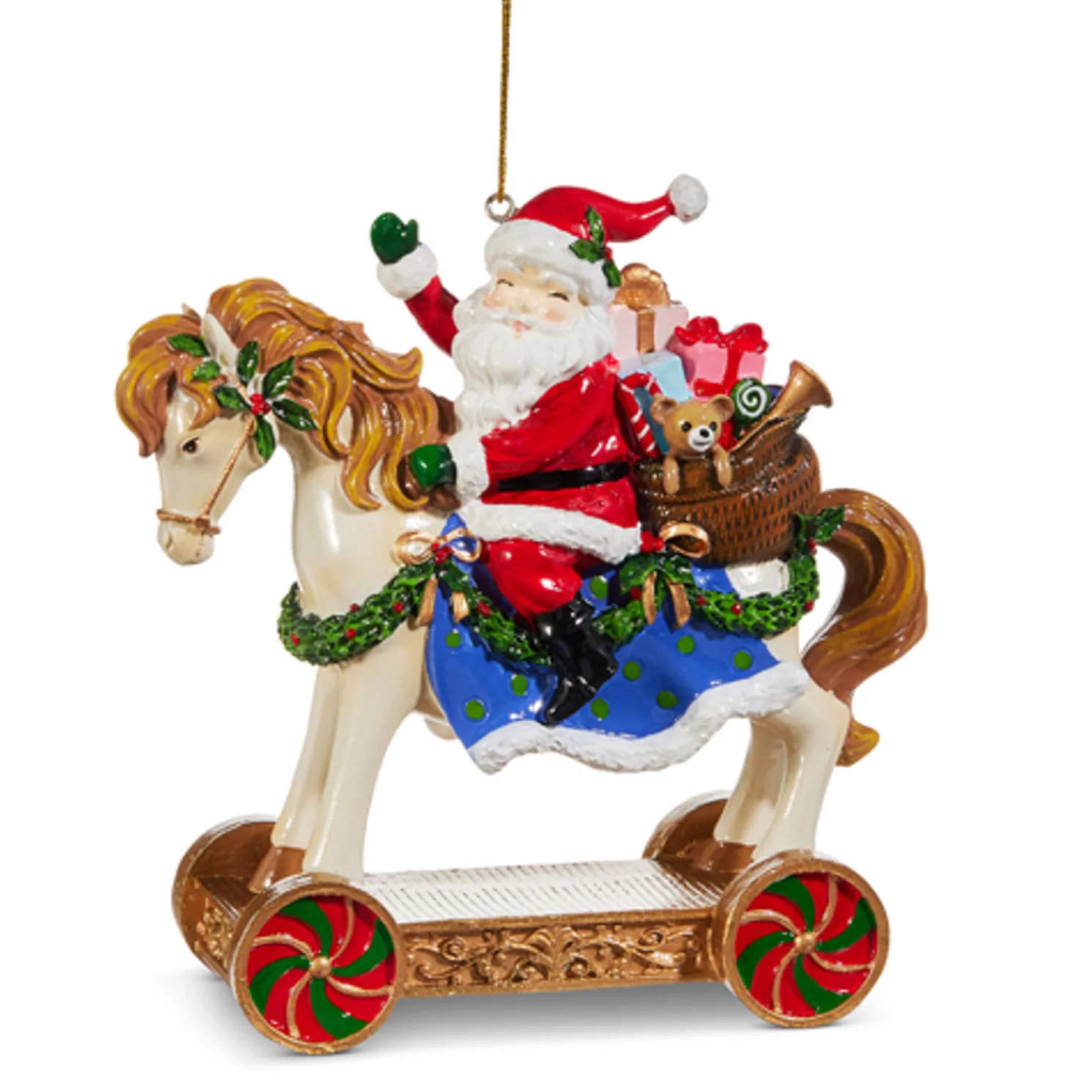 Raz 5" Santa on Toy Horse Christmas Ornament 4510393
