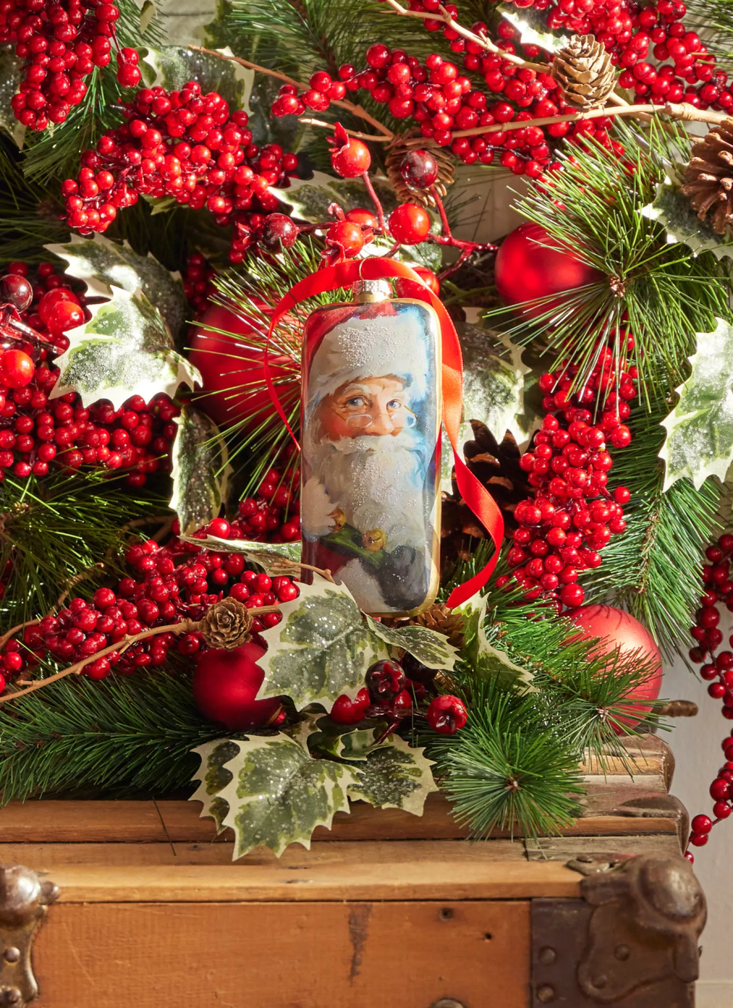 Raz 6" Santa Portrait Glass Christmas Ornament 4324617