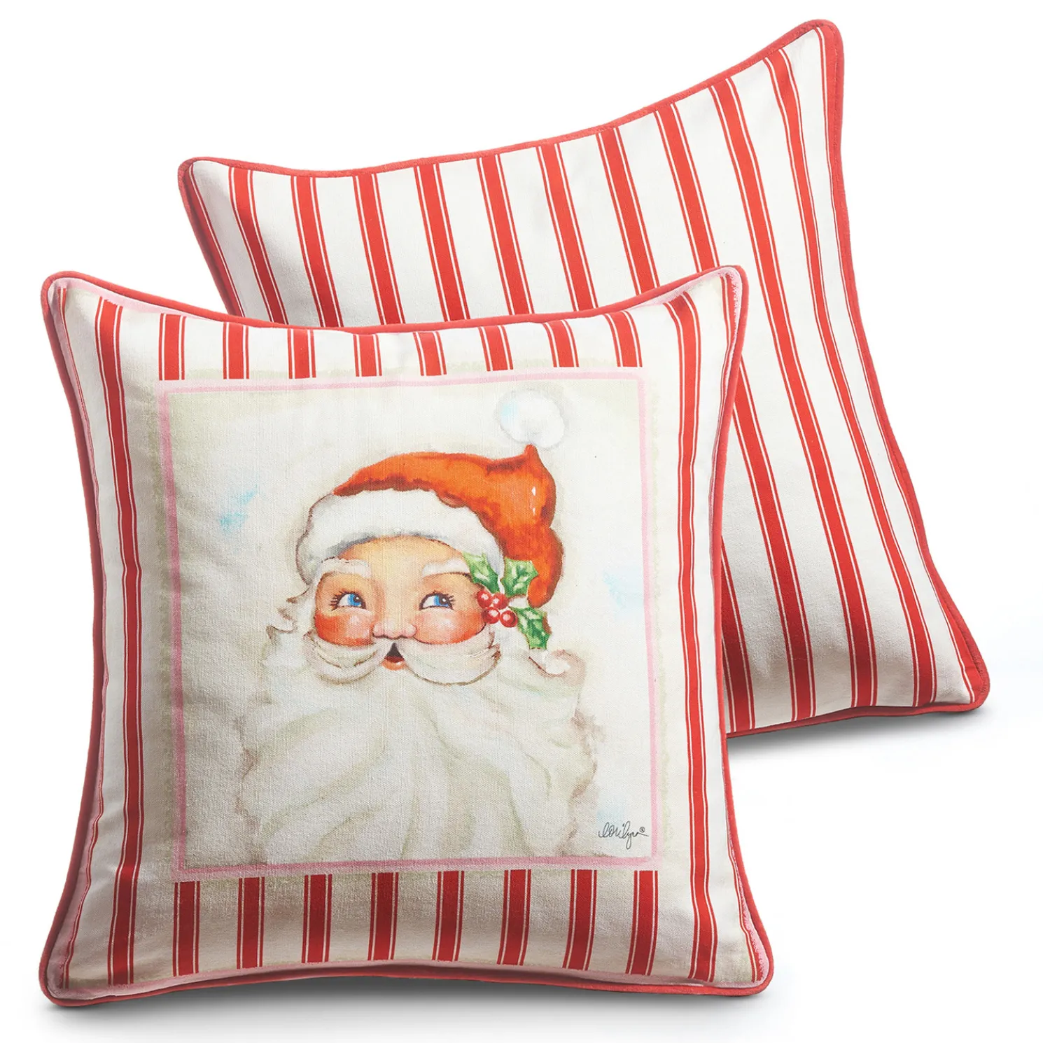 Raz 18" Santa Red and White Striped Christmas Pillow 4345535