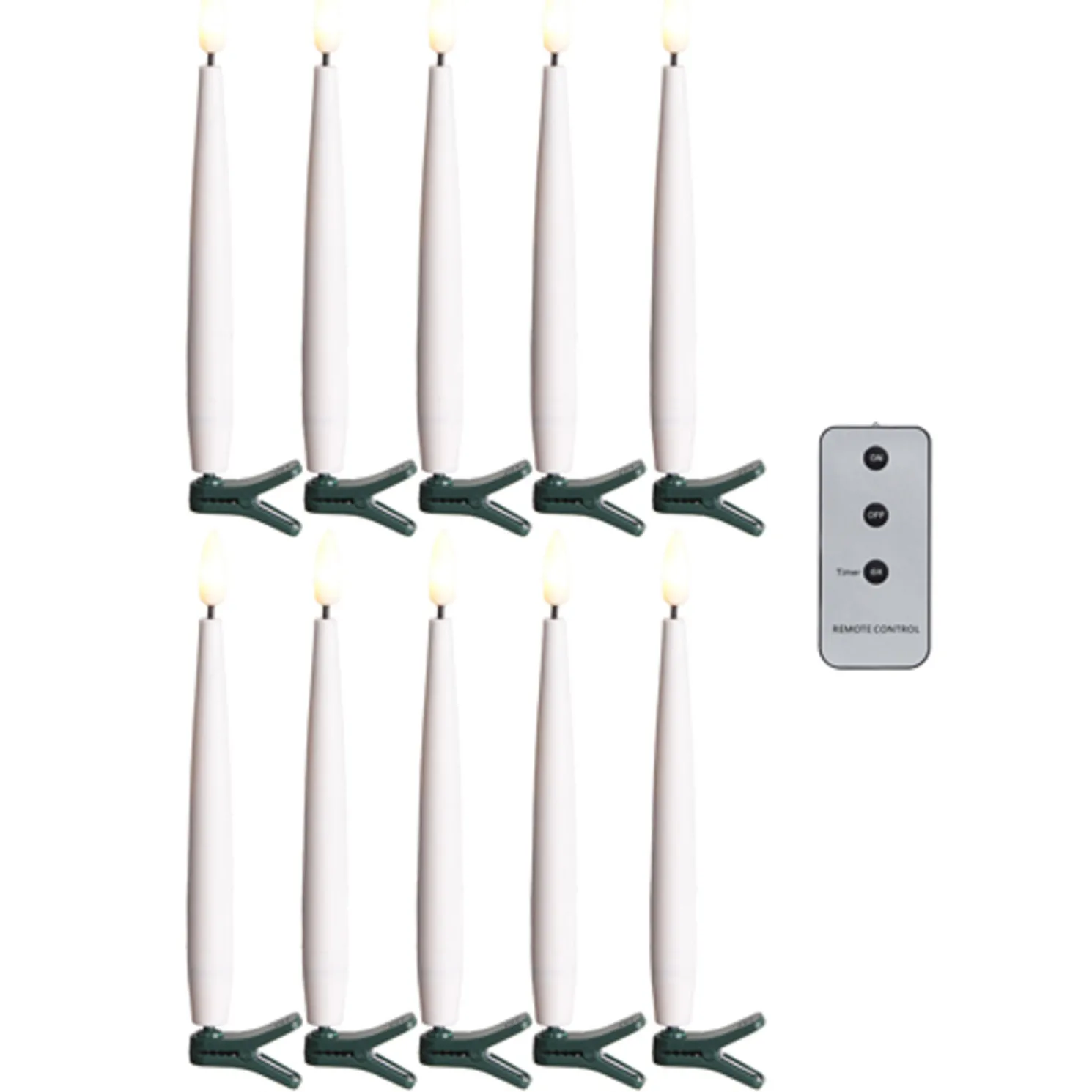 Raz 6" Set of 10 Clip On Lighted Candles with Remote 4324035