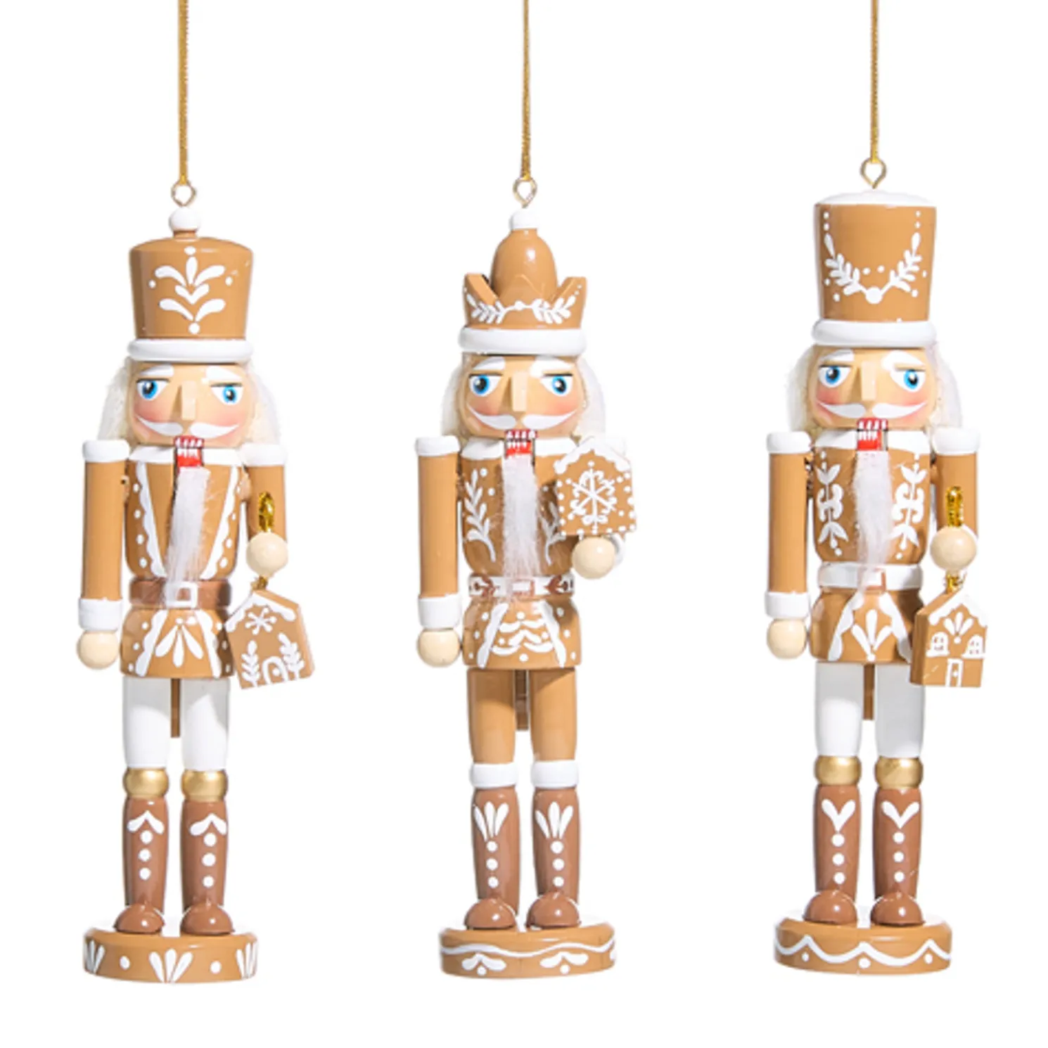 Raz 6" Set of 3 Gingerbread Nutcracker Christmas Ornament 4533313