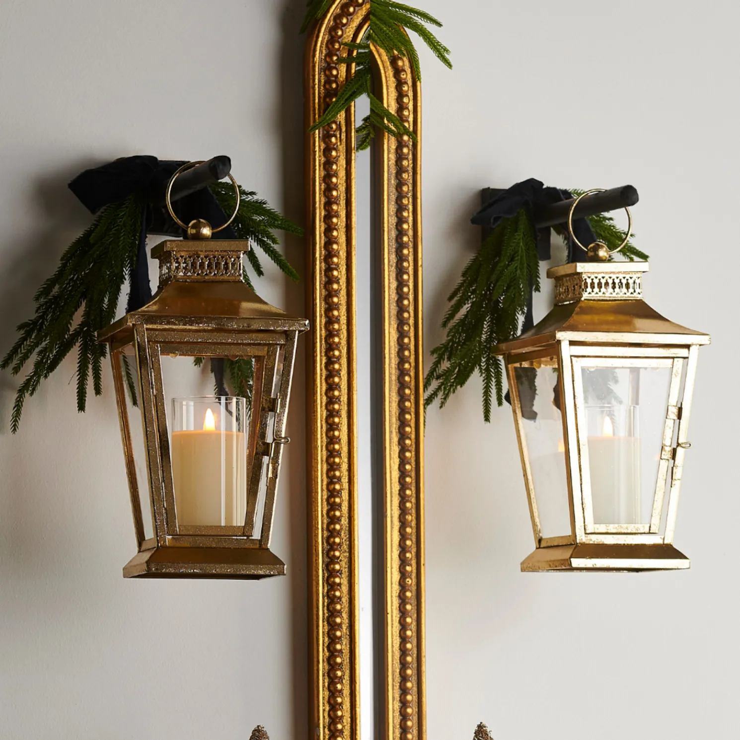 Raz 18" Set of 2 Gold Lanterns Christmas Decoration 4517015