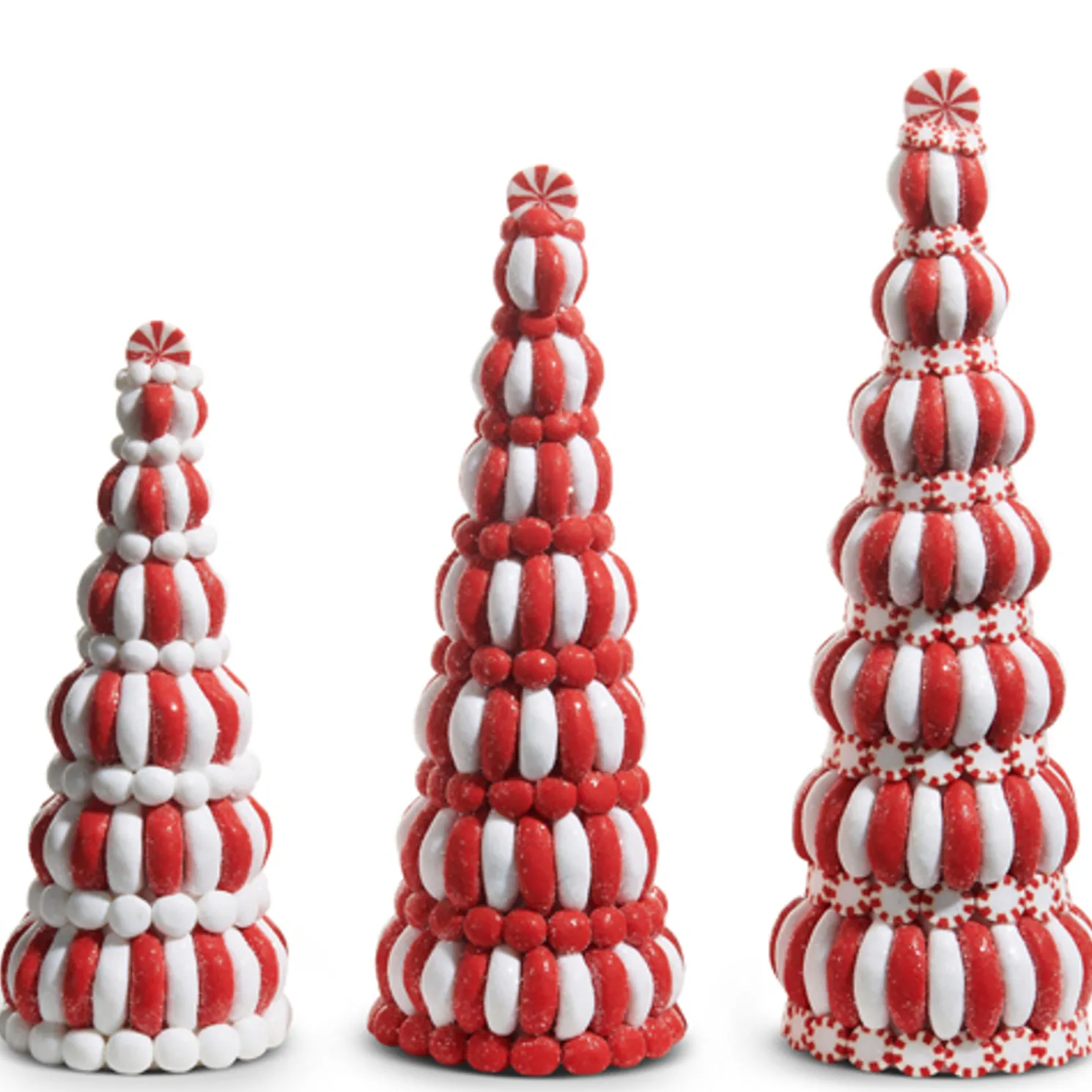 Raz 14.5" Set of 3 Peppermint Candy Trees Christmas Decoration 4516467
