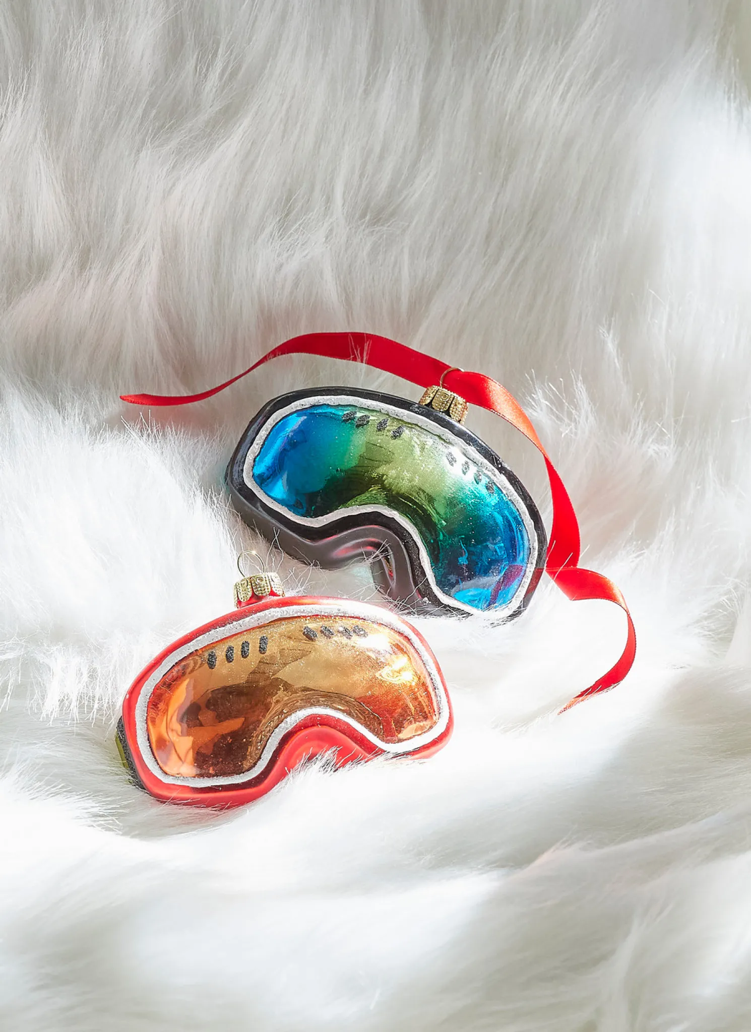 Raz 4" Set of 2 Ski Goggles Glass Christmas Ornaments 4352853