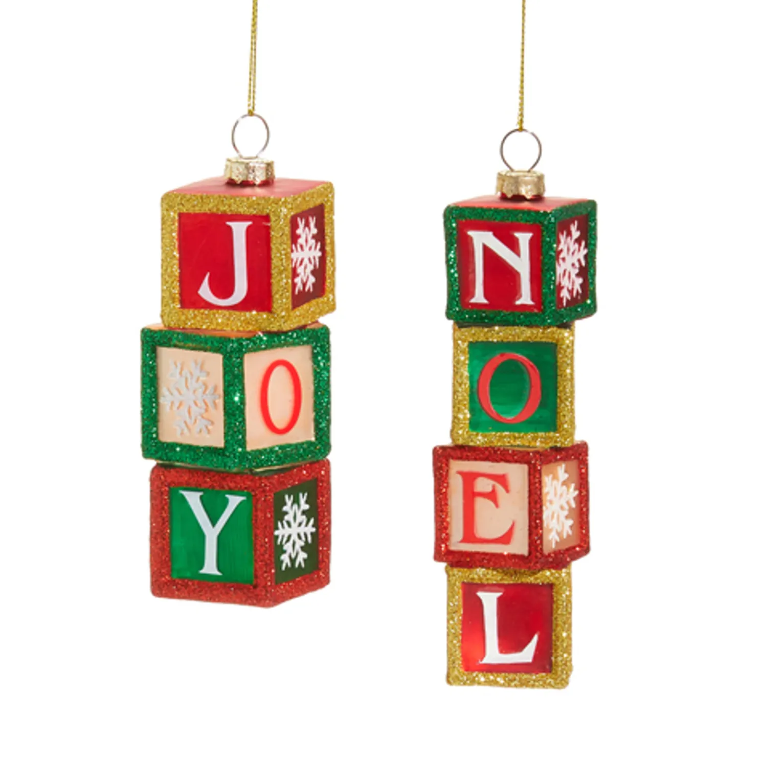 Raz 5" Set of 2 Stacked Block Christmas Ornament 4524859
