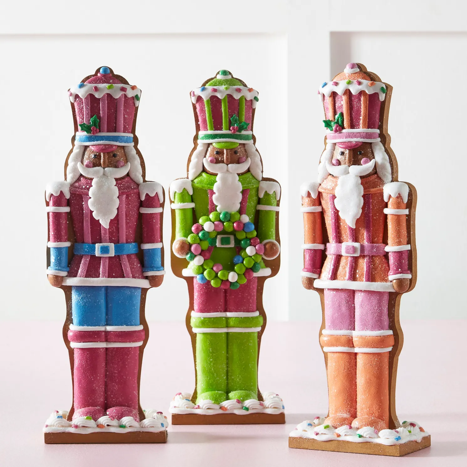 Raz 12" Set of 3 Vivid Jolly Gingerbread Nutcracker Christmas Figures 4516606