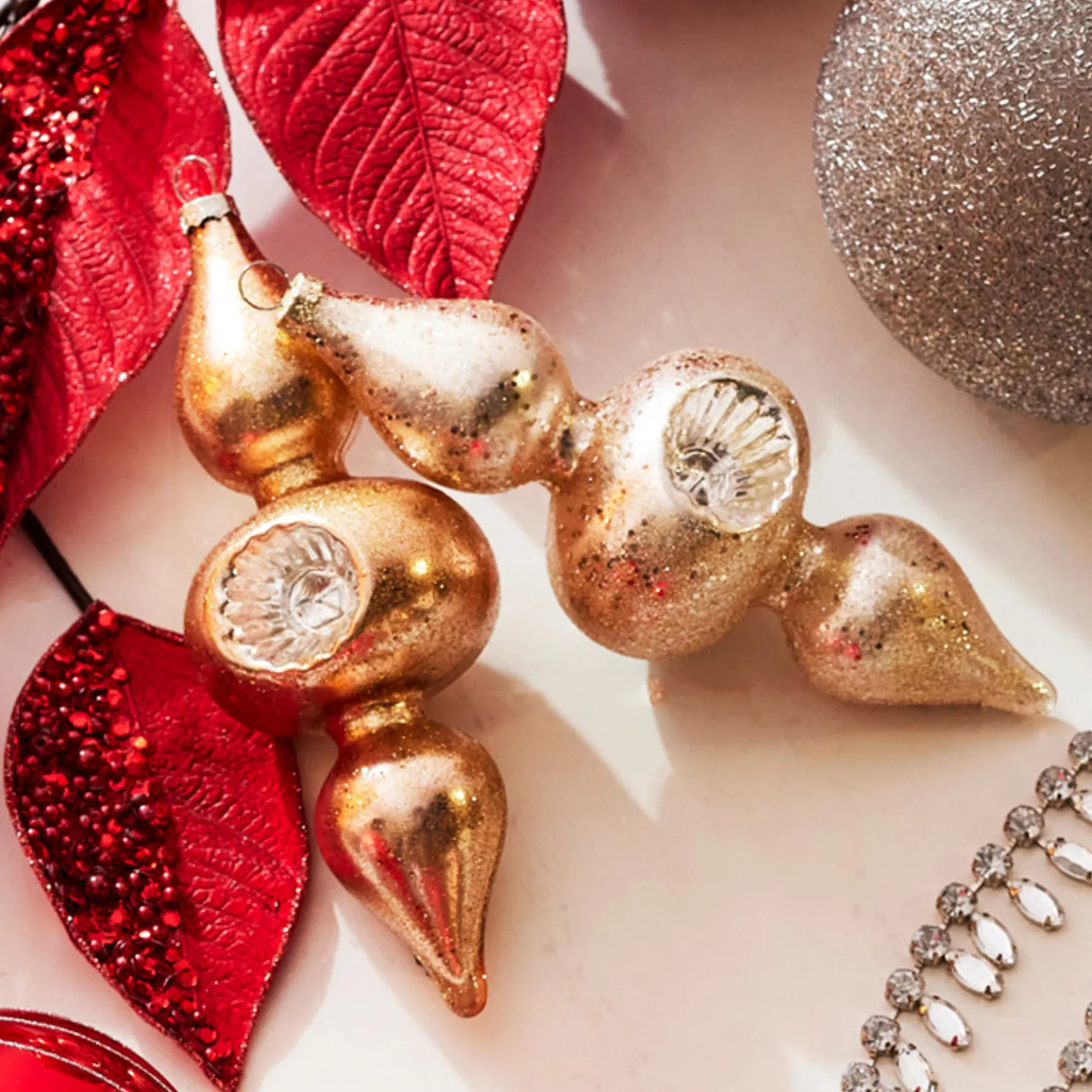 Raz 8" Silver and Gold Reflector Finial Glass Christmas Ornament 4324535