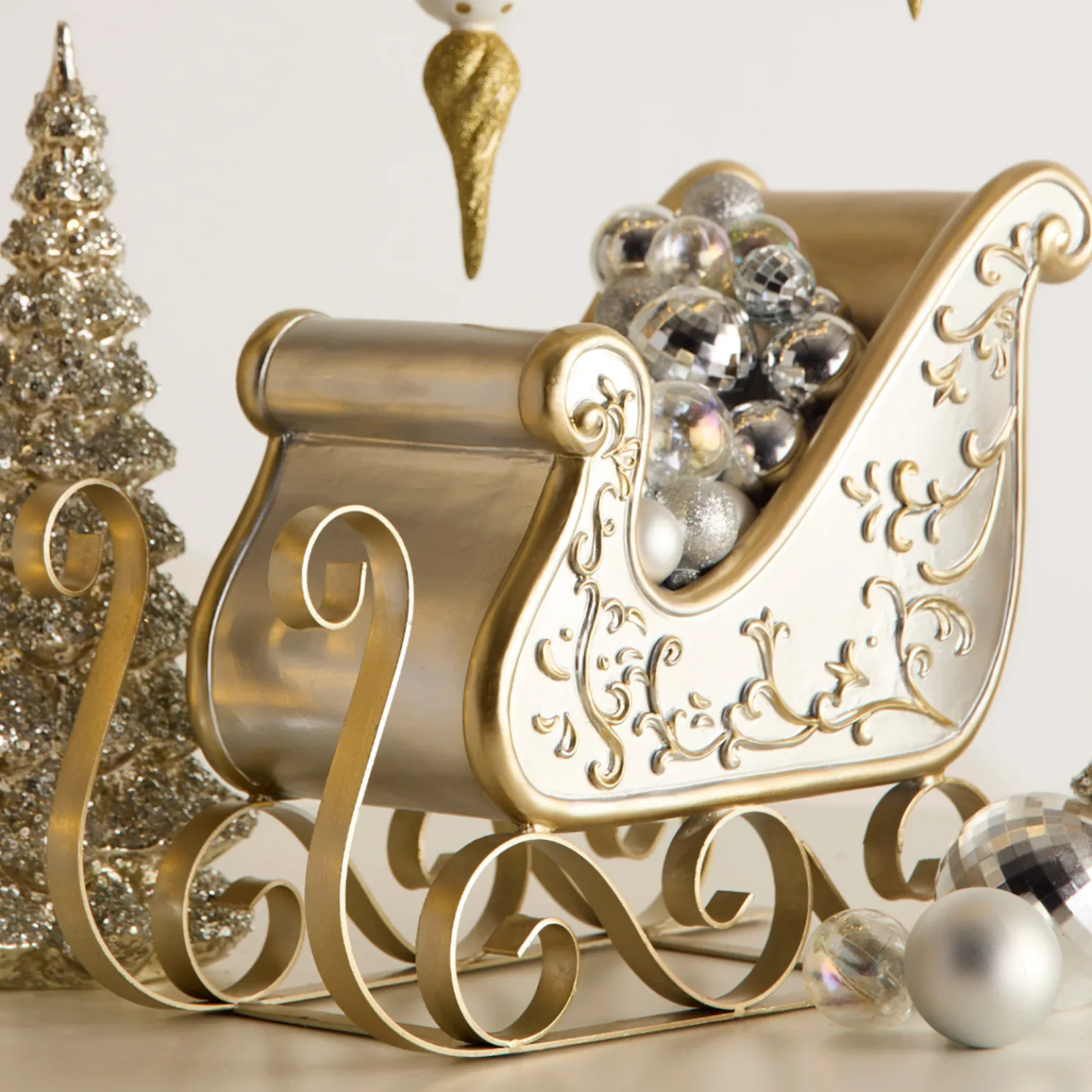 Raz 14.5" Silver and Gold Sleigh Christmas Decoration 4530542
