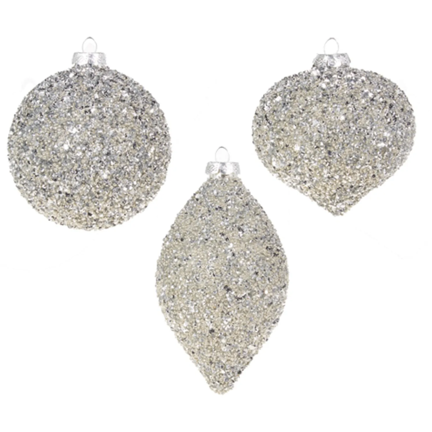 Raz 4" Silver Beaded Glass Christmas Ornament 4322806