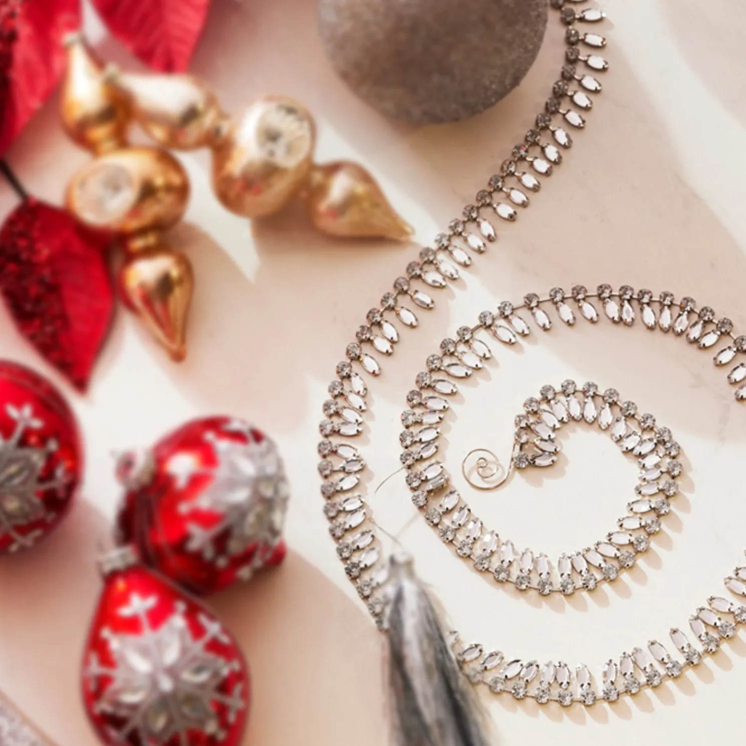 Raz 6' Silver Jeweled Christmas Tree Garland G4313542