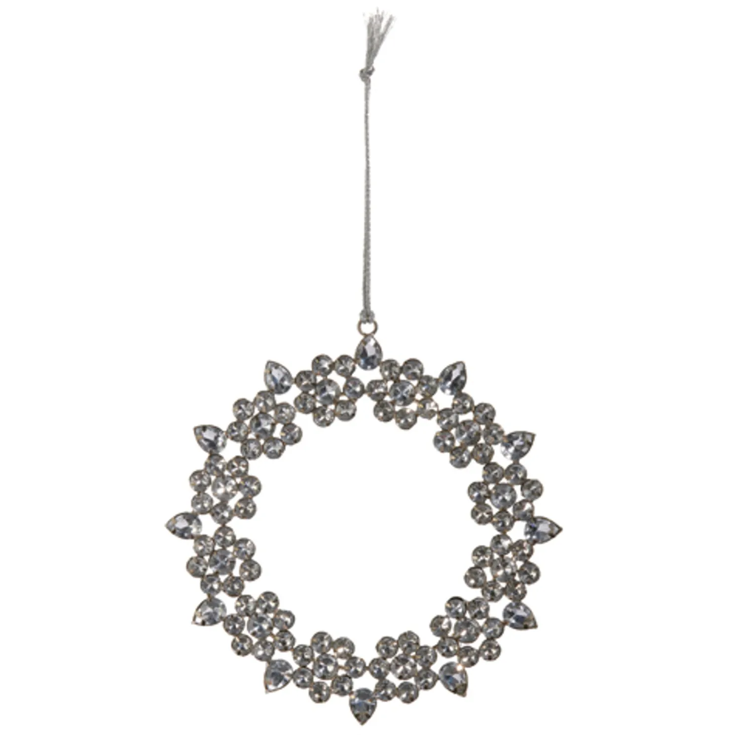 Raz 6" Silver Jeweled Wreath Christmas Ornament 4403612