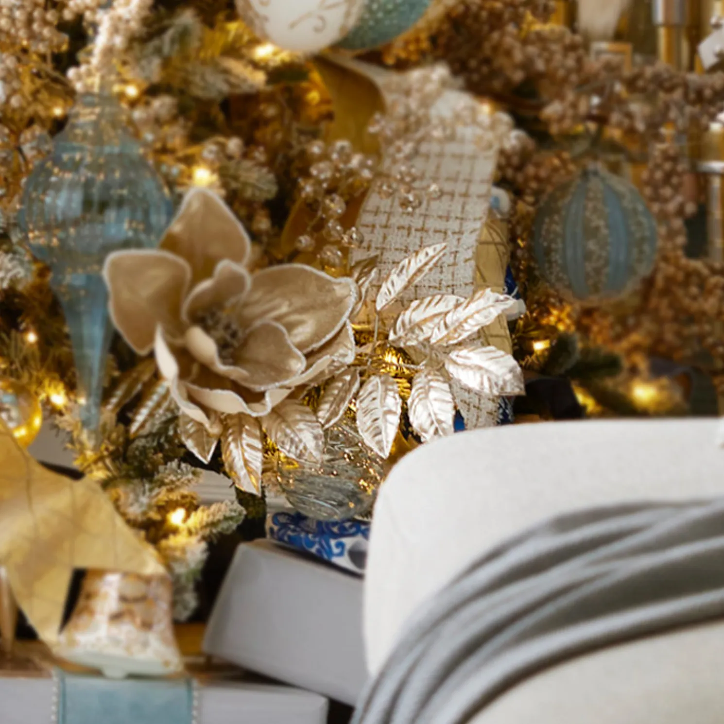 Raz 34" Silver Laurel Leaf Christmas Tree Spray F4322798