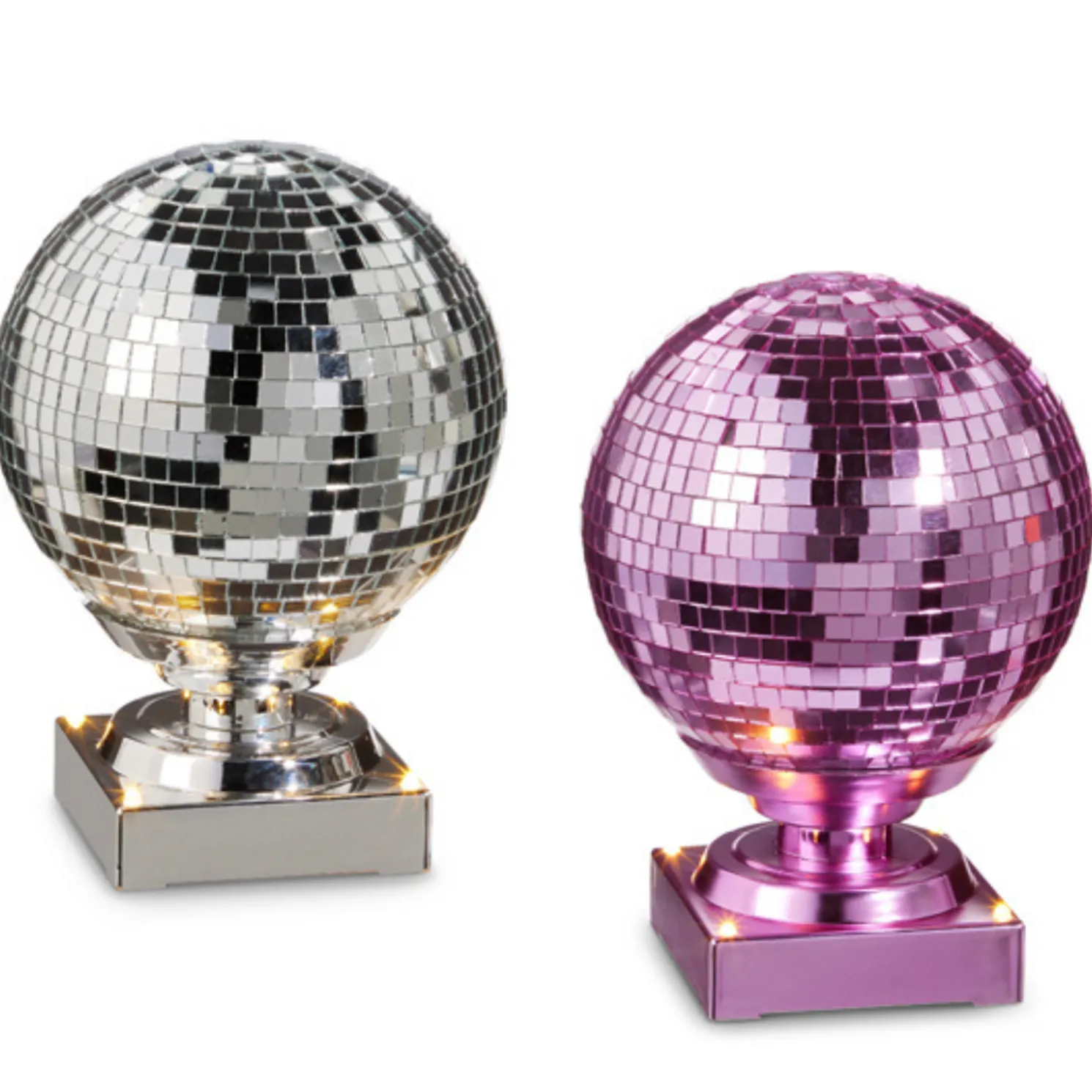 Raz 7.75" Silver or Pink Animated Spinning Disco Ball Christmas Decoration