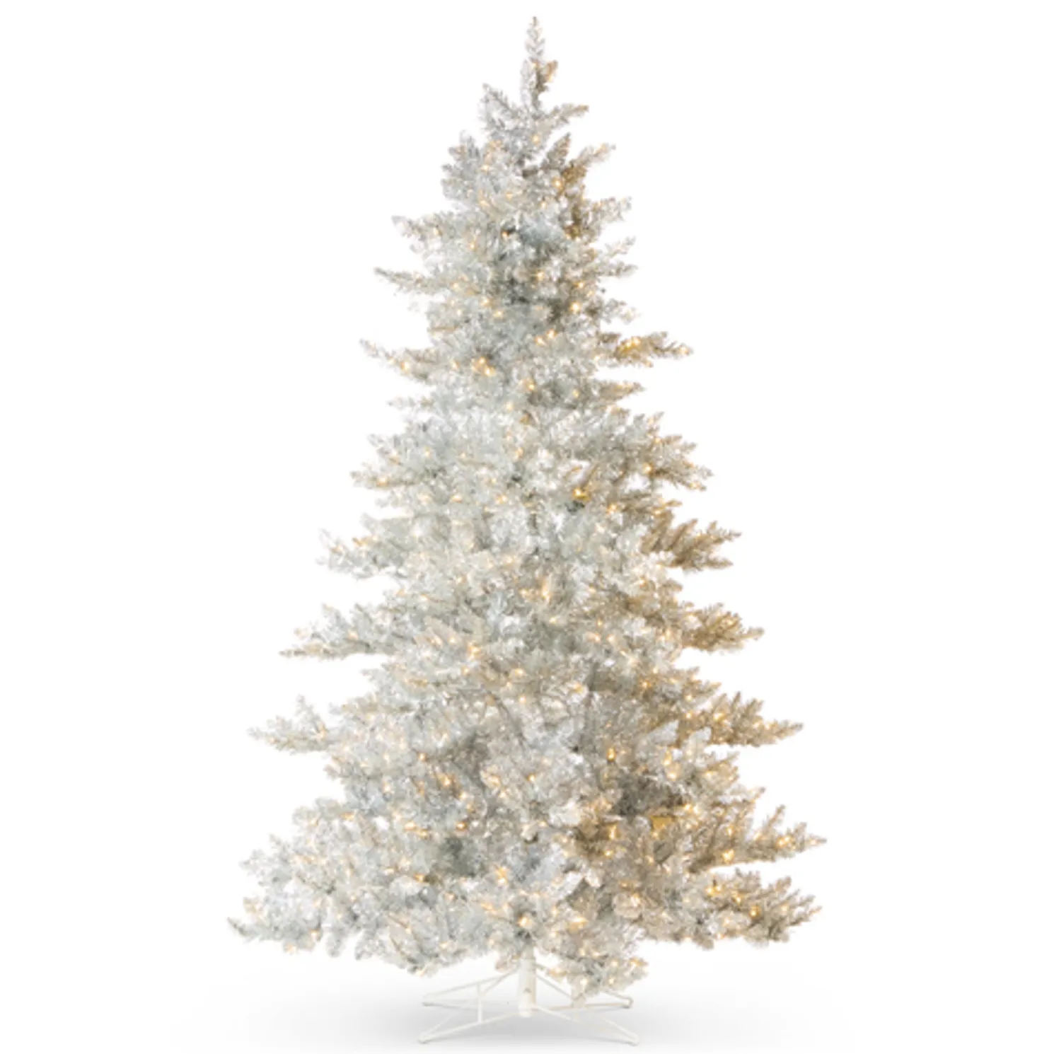 Raz 7.5' Silver Tinsel LED Lighted Christmas Tree T4509650