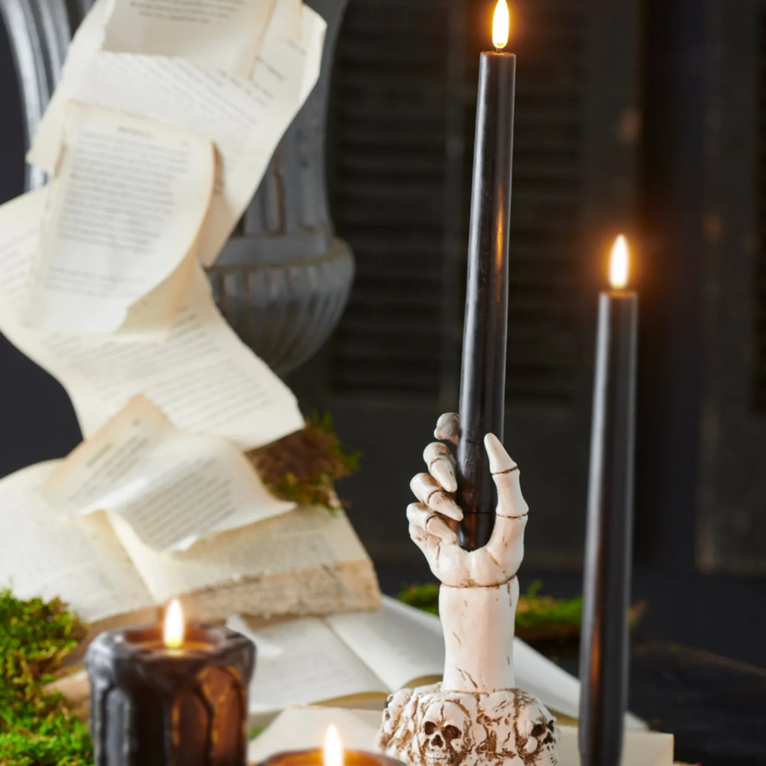 Raz 7" Skeleton Hand Halloween Taper Candle Holder Decoration 4411316