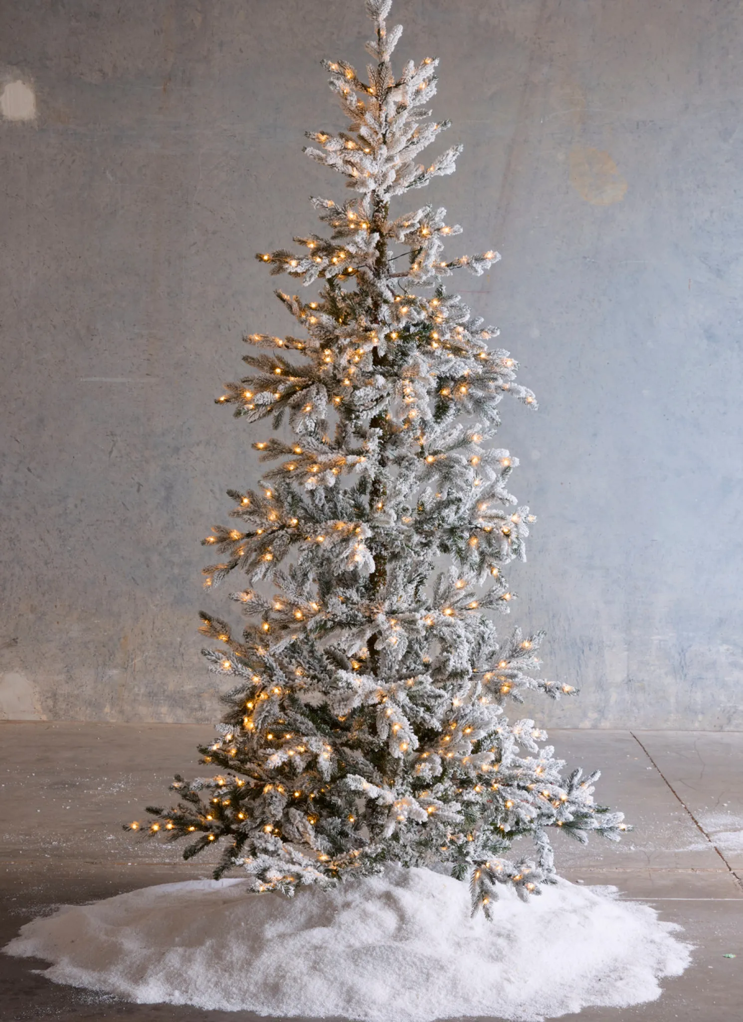 Raz 7.5' Snake Light Flocked Silverado Fir Christmas Tree T4152003