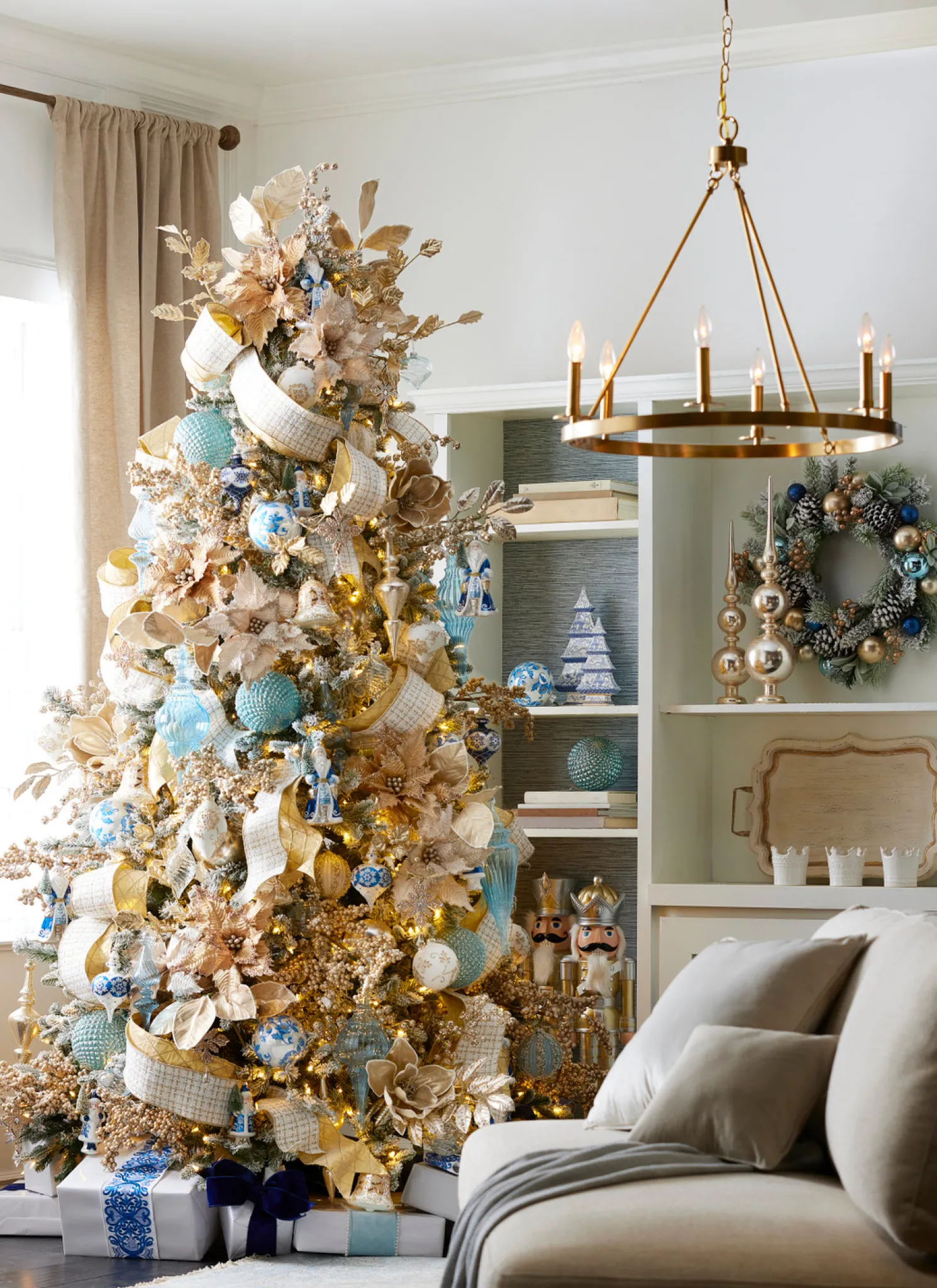 Raz 7.5' Snake Light Flocked Silverado Fir Christmas Tree T4152003