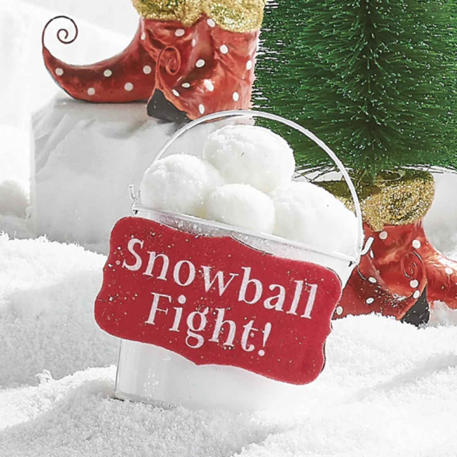 Raz 6.5" Snowball Fight Bucket Christmas Ornament 4216350