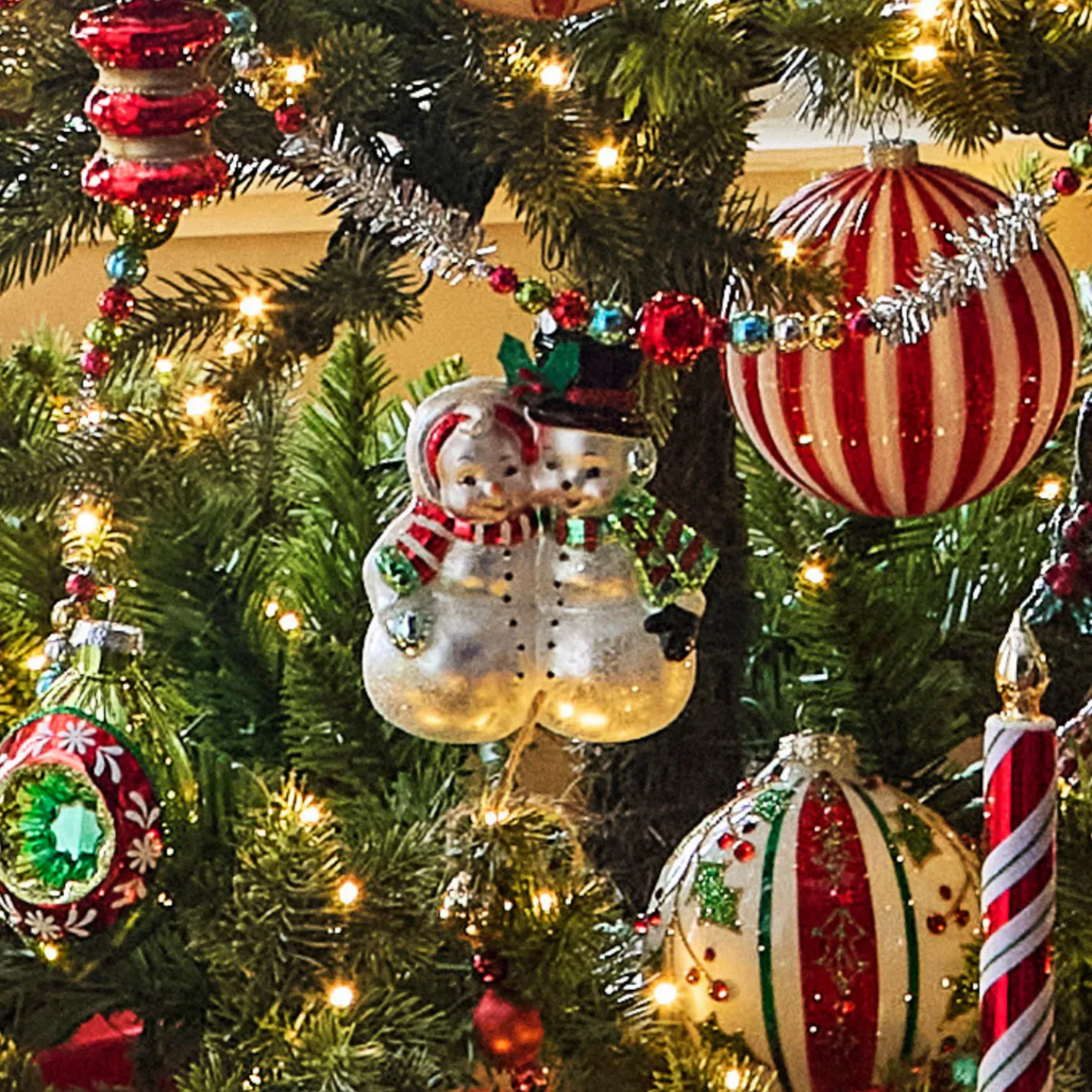 Raz 4.5" Snowman Couple Glass Vintage Christmas Ornament 4552904