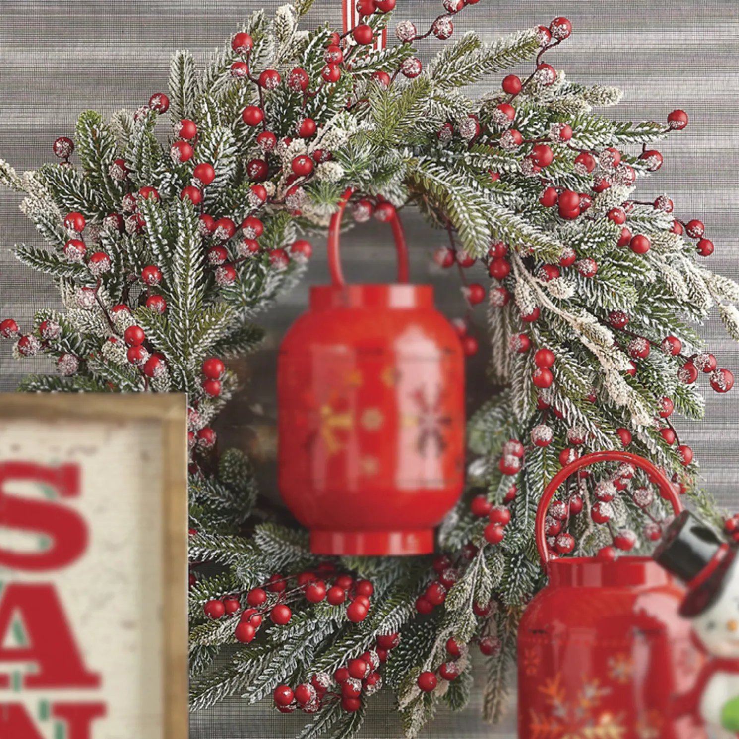 Raz 28" Snowy Berry and Fir Christmas Wreath W4126005