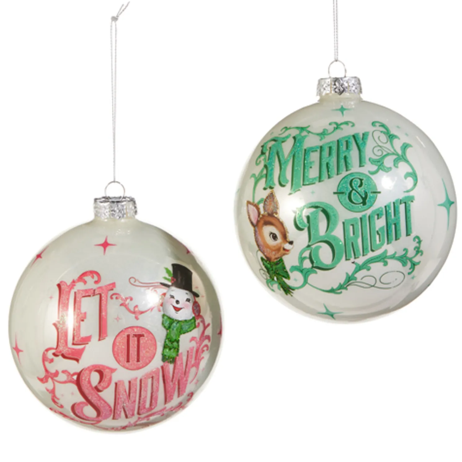 Raz 5" Sparkle Holiday Ball Glass Christmas Ornament 4524617