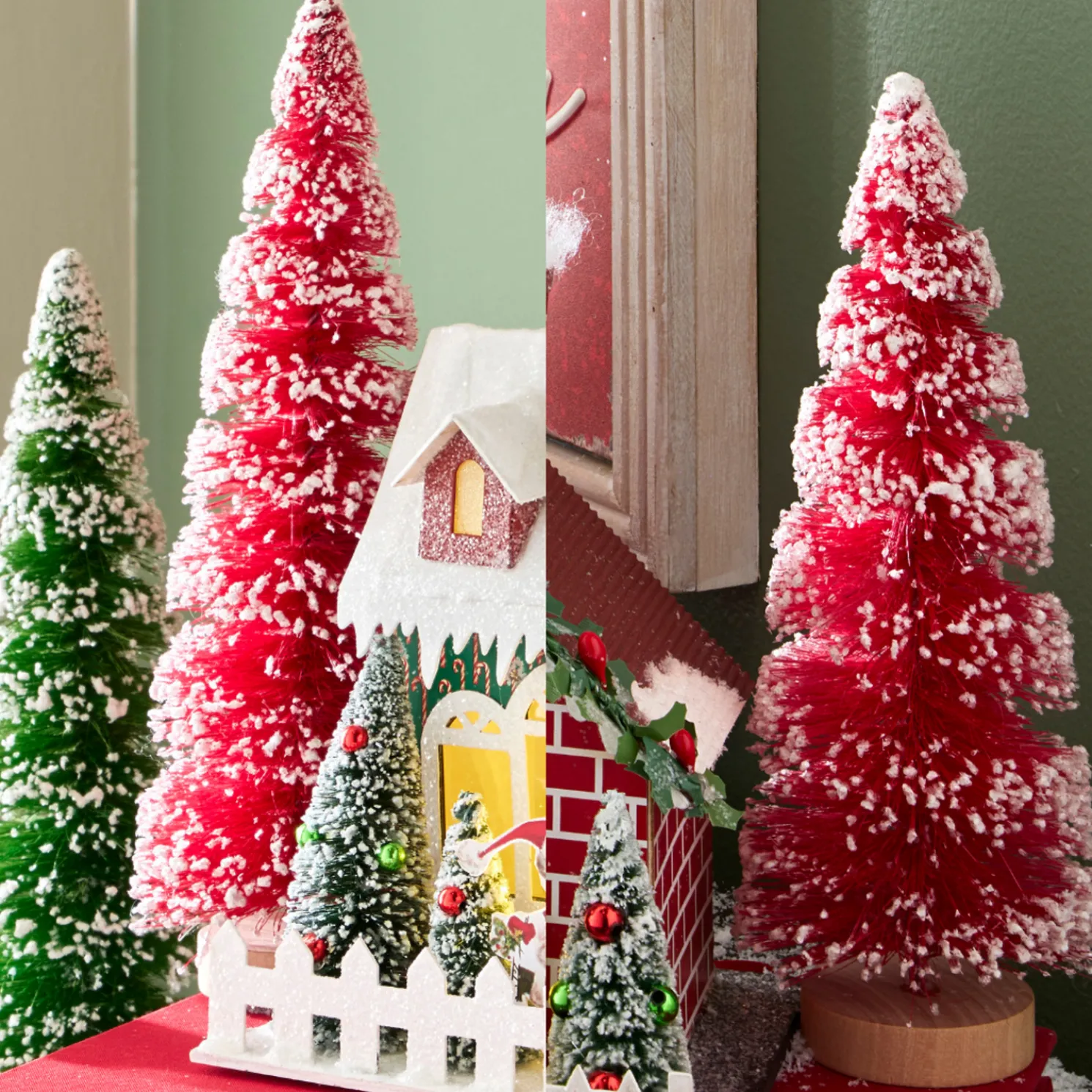 Raz 11" Spiral Red Trees Set Christmas Decoration 4520086