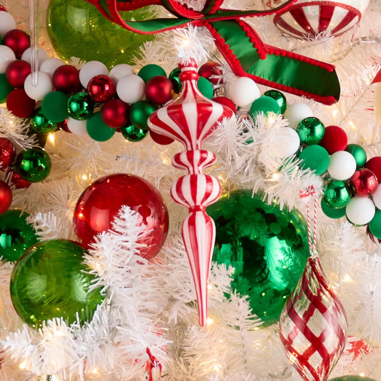 Raz 11.5" Striped Finial Glass Christmas Ornament 4524571