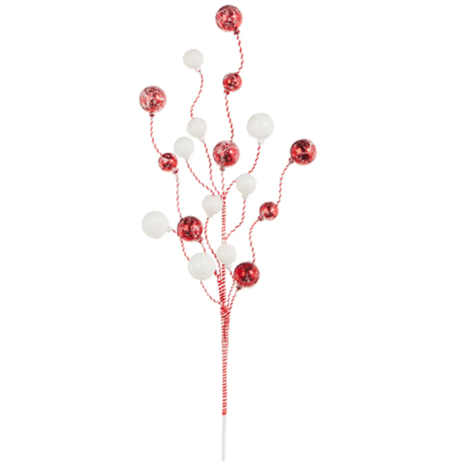 Raz 34" Striped Red and White Glittered Ball Christmas Tree Spray F4306778