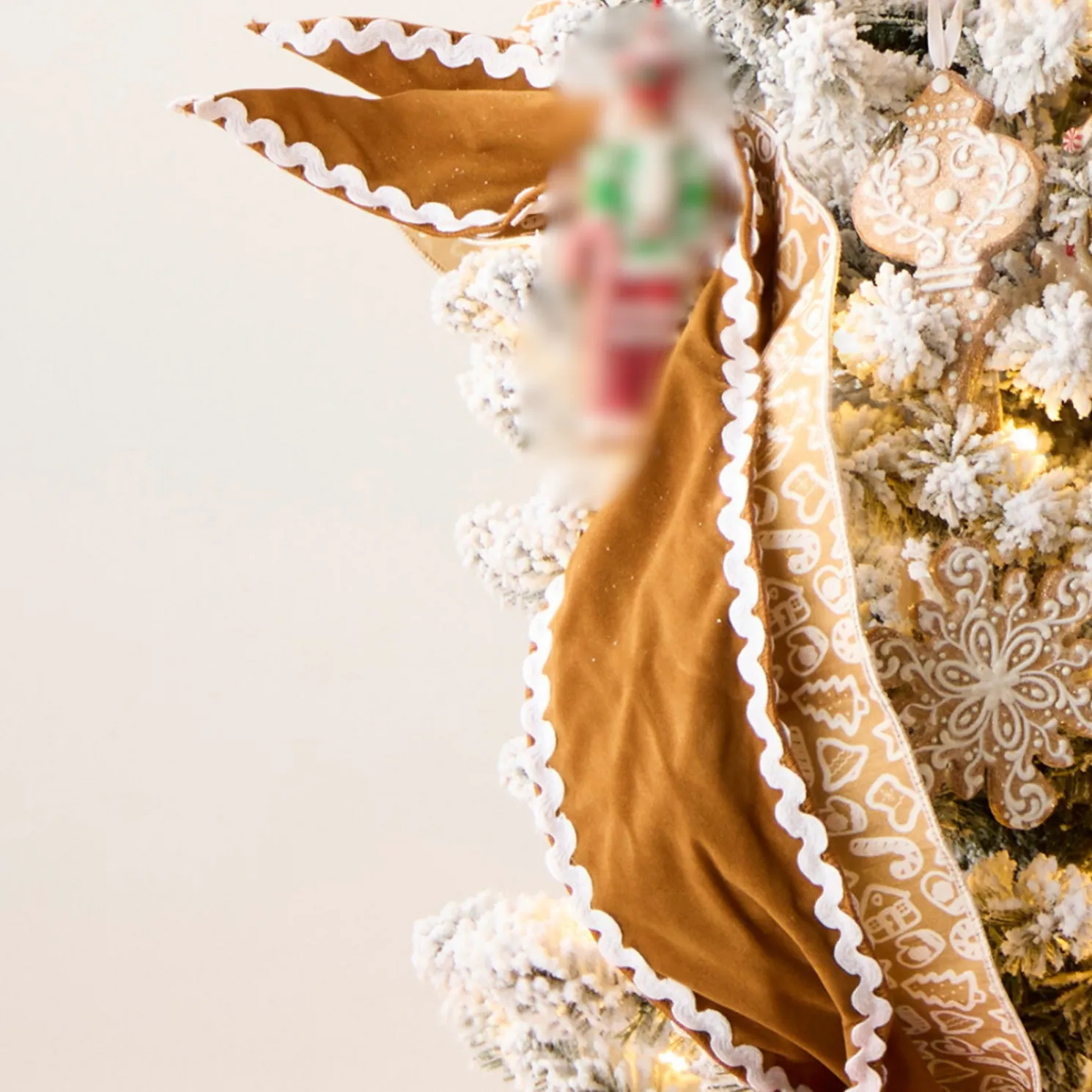 Raz 4" Sueded Gingerbread Wired Christmas Ribbon R4527761