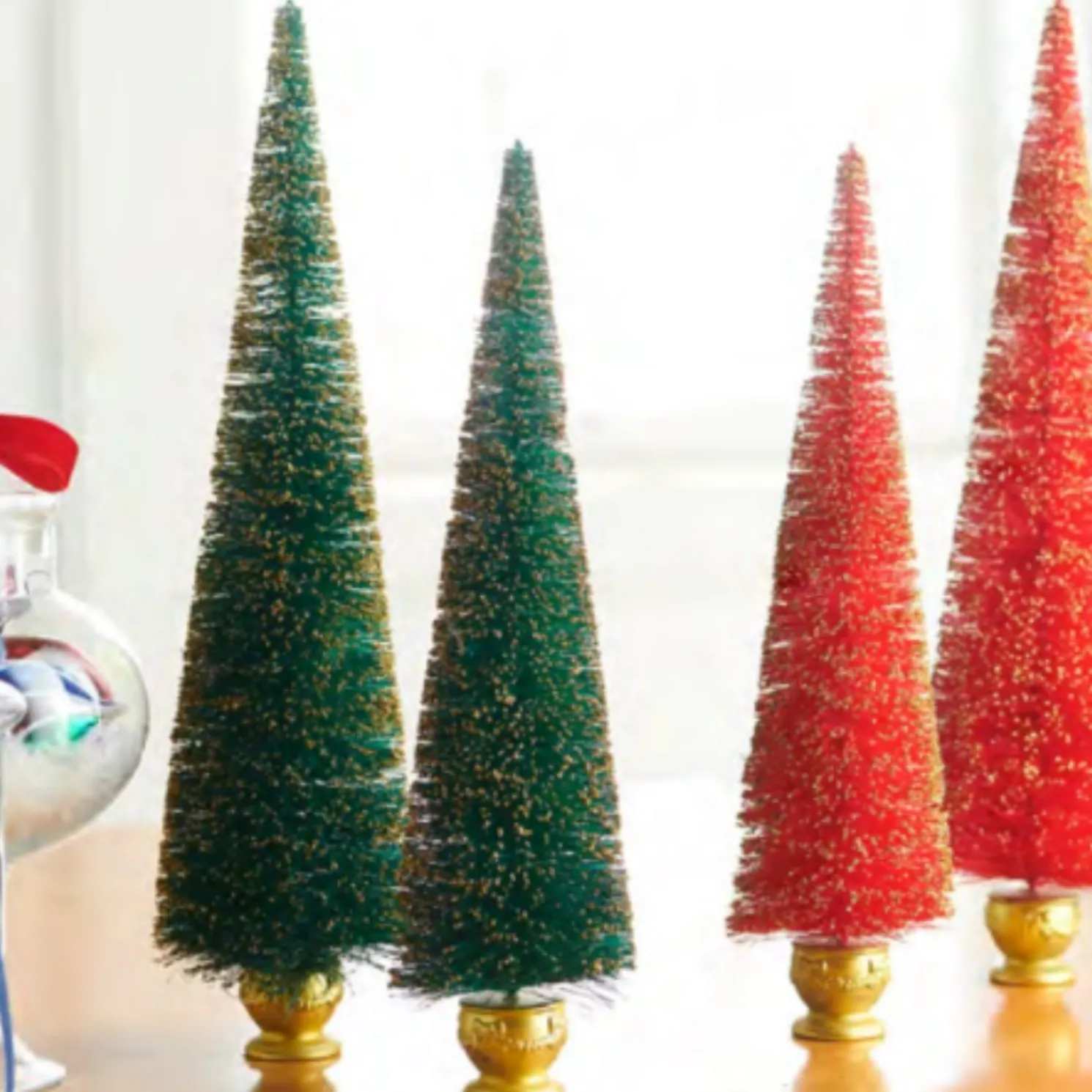 Raz 17" Teal and Gold Bottle Brush Tree with Gold Base Christmas Decoration 4516220