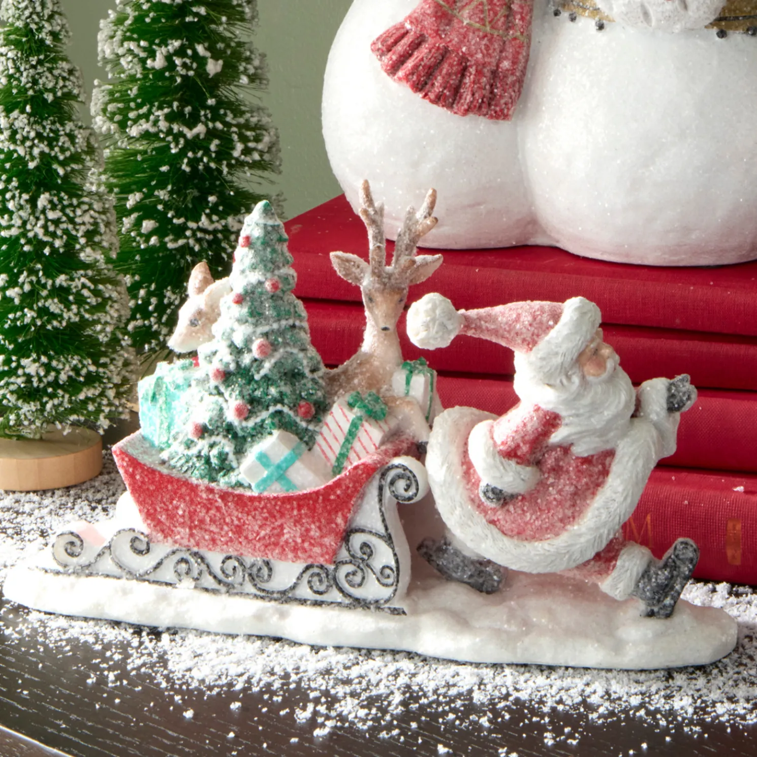 Raz 10" The Magic Of Christmas Santa and Sleigh Christmas Figure 4519047