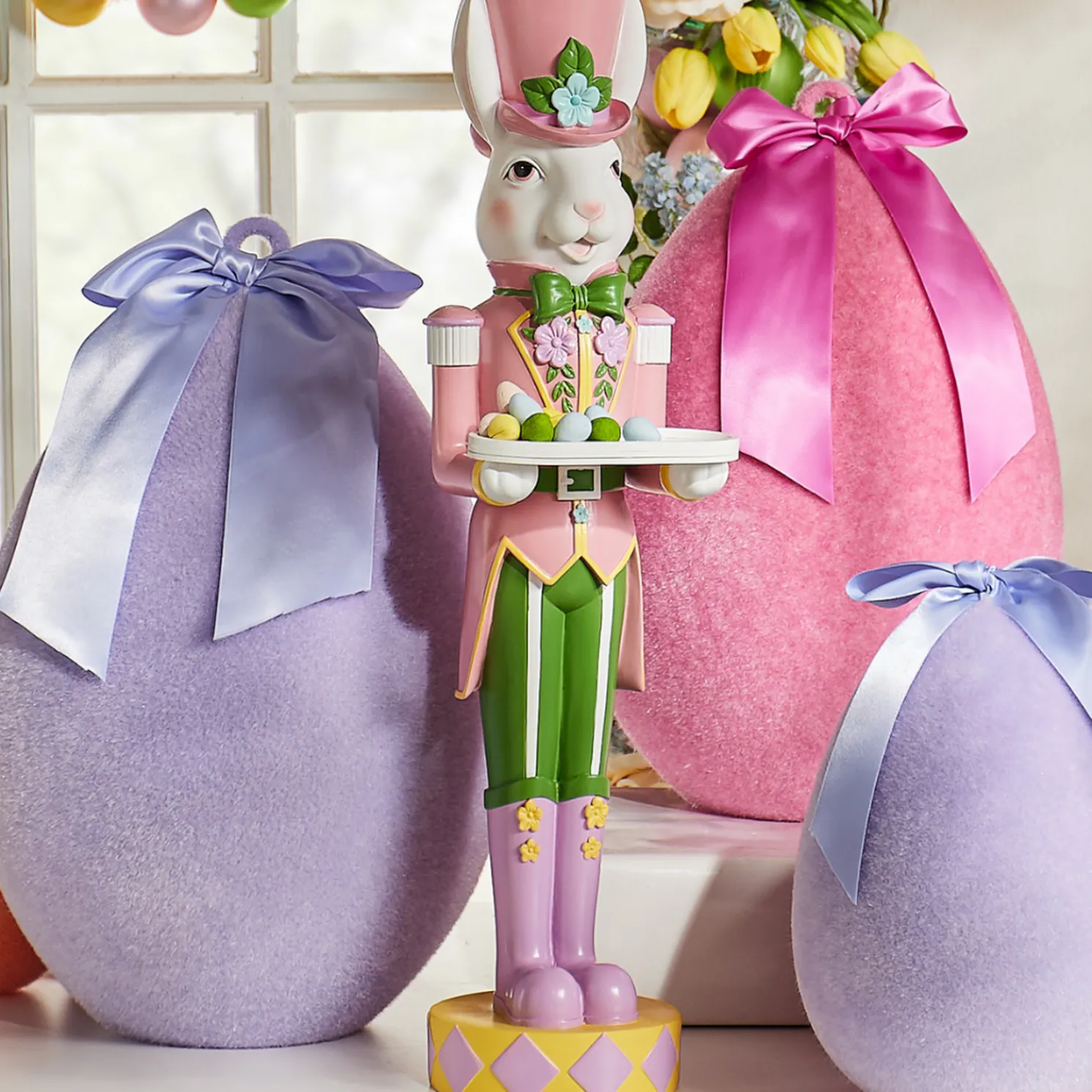 Raz 22" Traditional Easter Bunny with Tray Figure 4501606